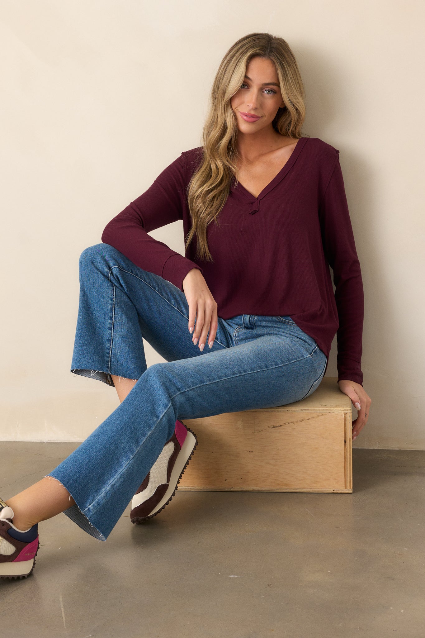 Z Supply Elton Rib Berry Wine Top