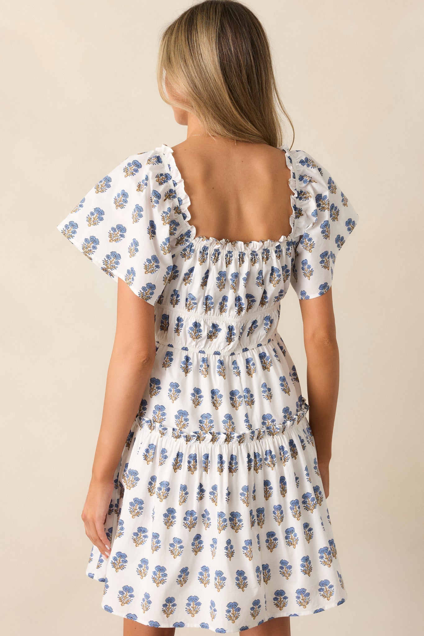 Dancing With Joy Cotton Ivory Floral Mini Dress