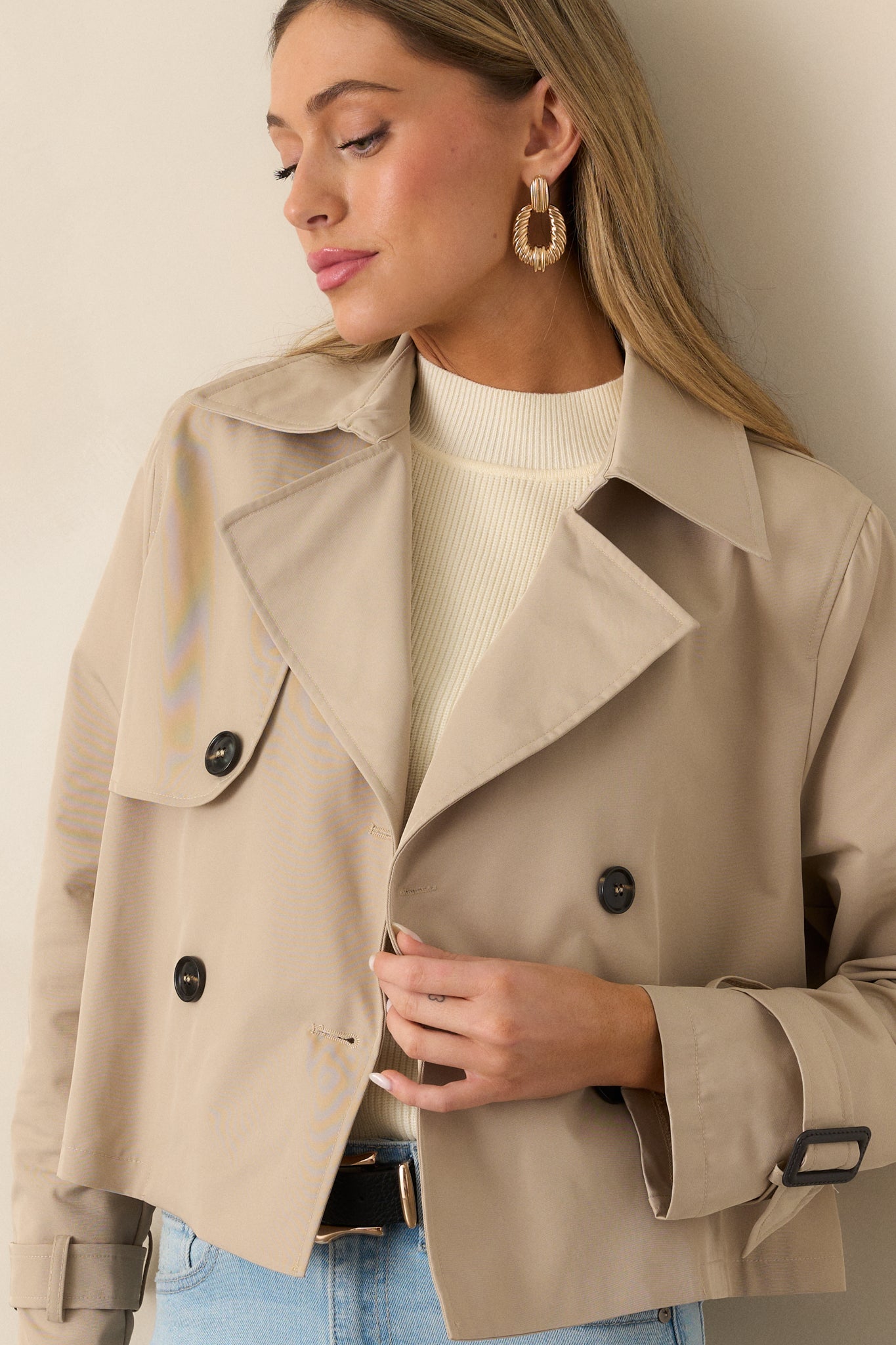 City Strolls Khaki Cropped Trench Coat