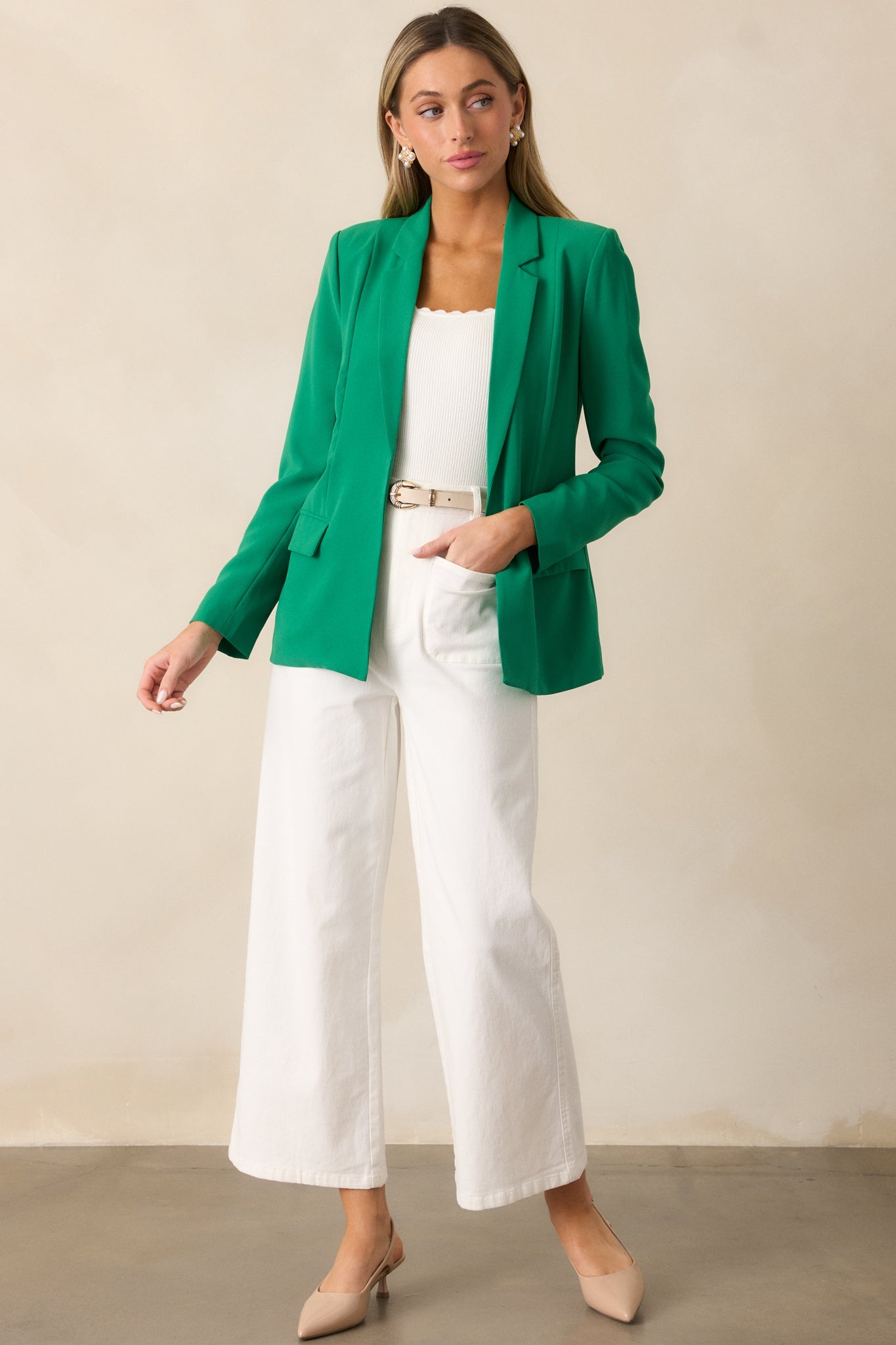 Grace In Every Step Lightweight Kelly Green Blazer