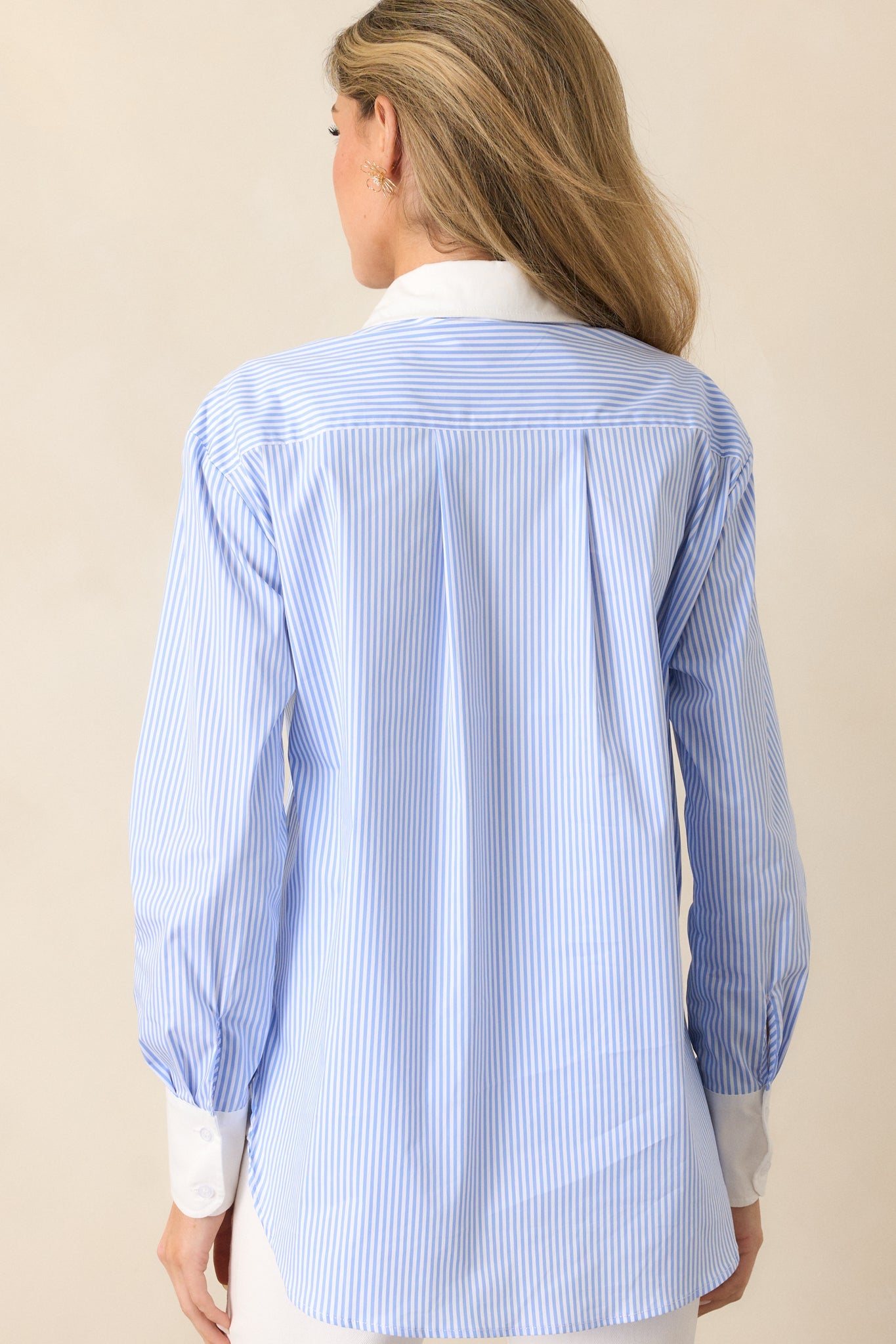 Keep It Casual Blue Stripe Button Front Top