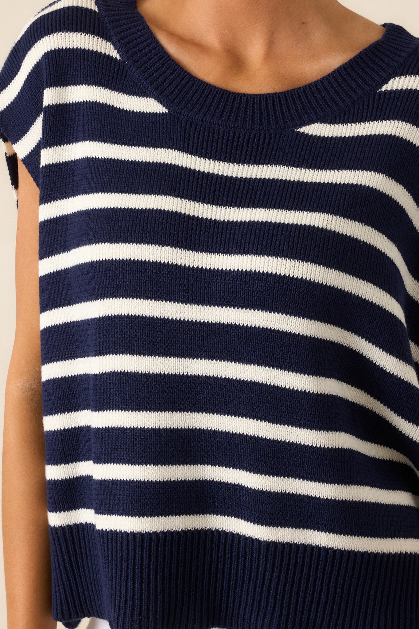 Daring Diva Navy Stripe Oversized Sweater Vest