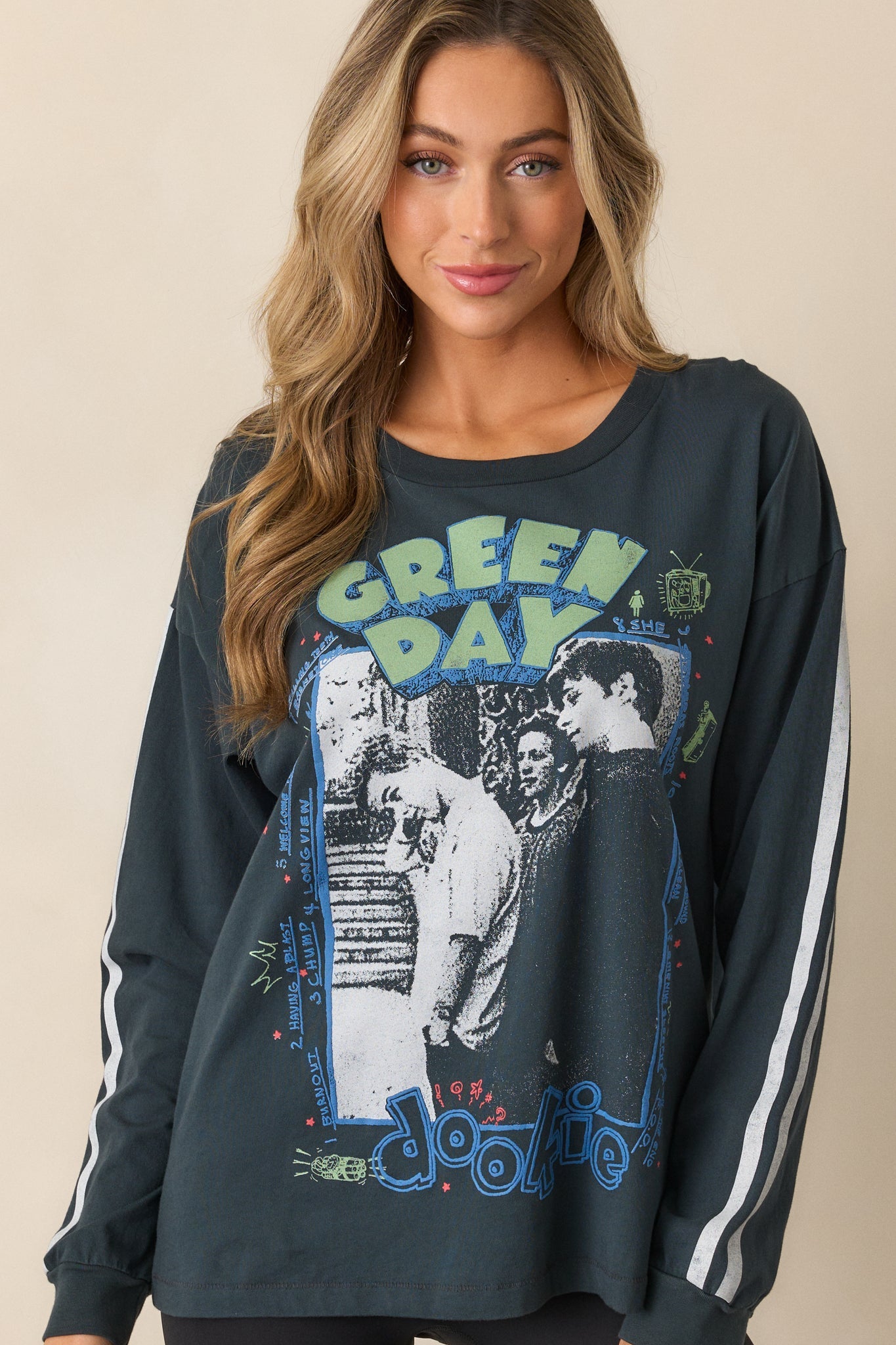Green Day Cotton Vintage Black Long Sleeve Tee