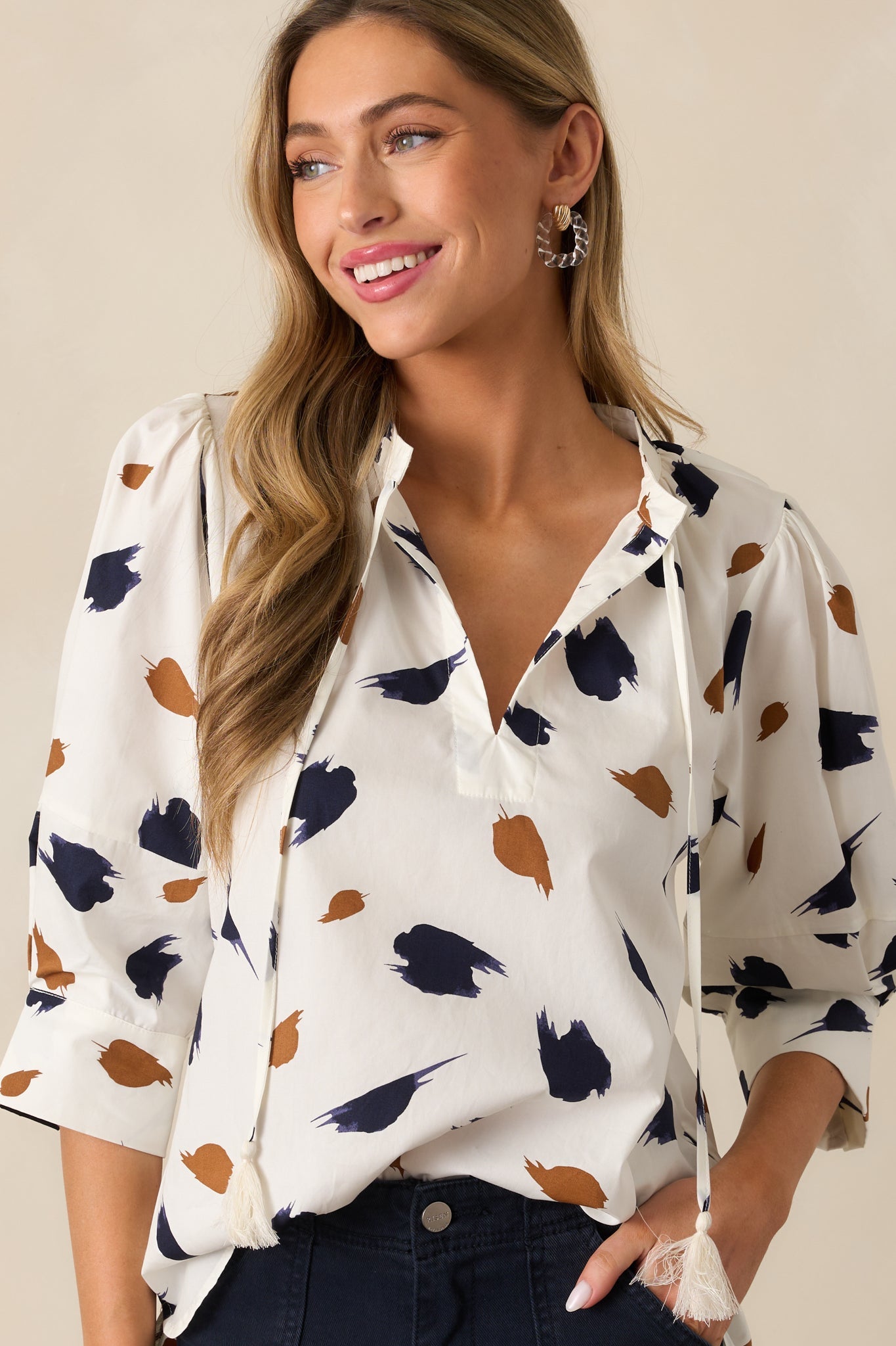From The Top Cotton Ivory Blouse