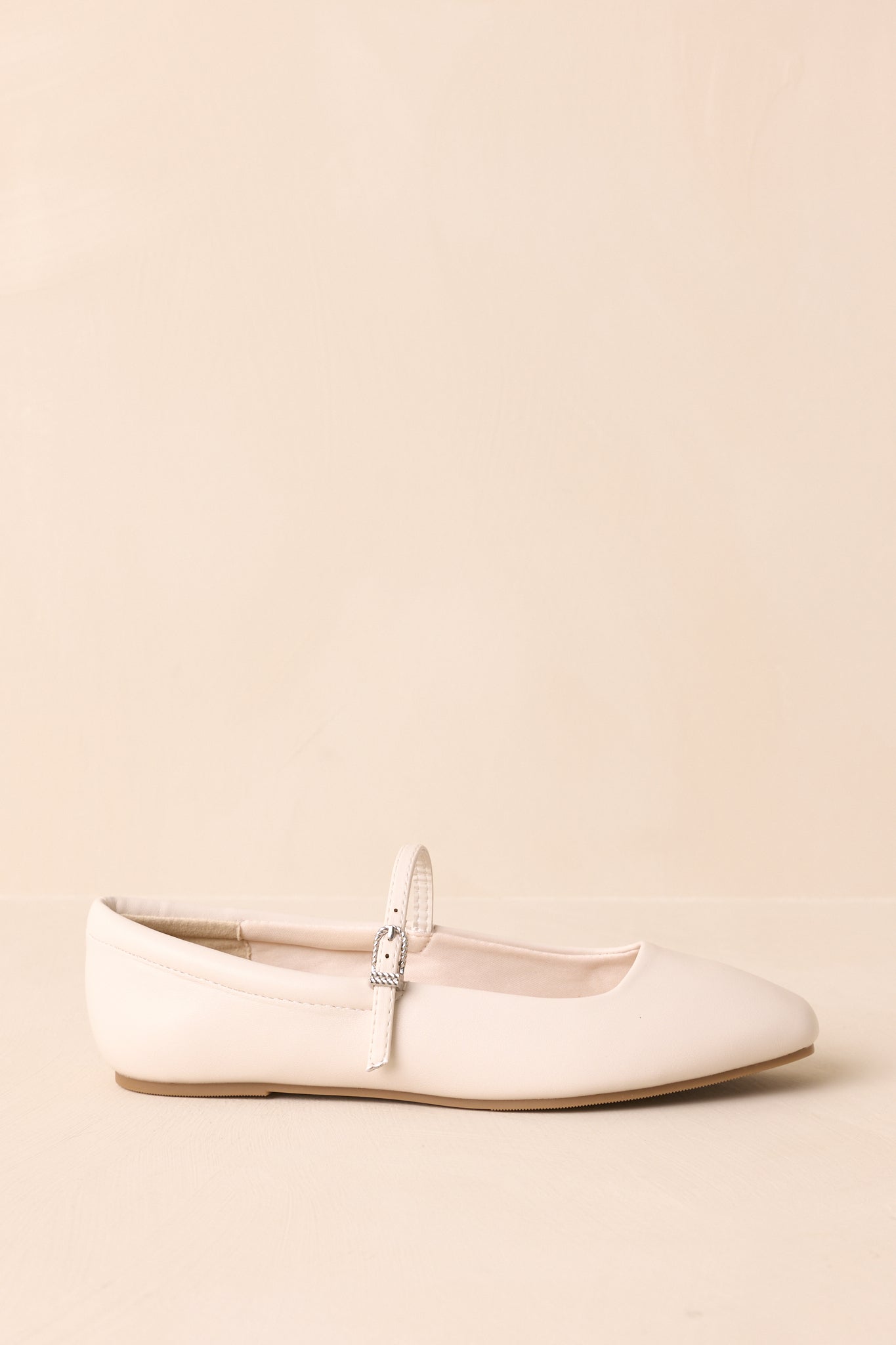 You Know The Way Ivory Faux Leather Mary Jane Flats