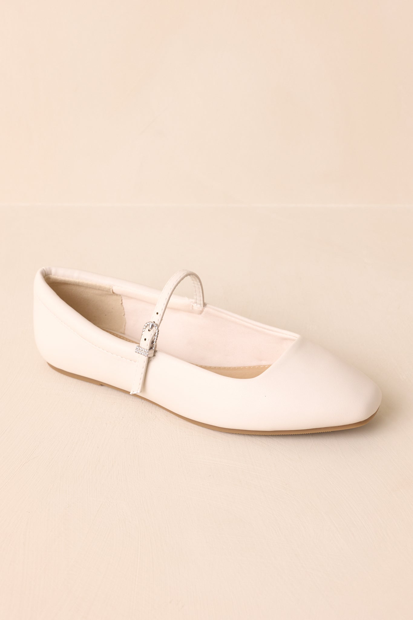 You Know The Way Ivory Faux Leather Mary Jane Flats