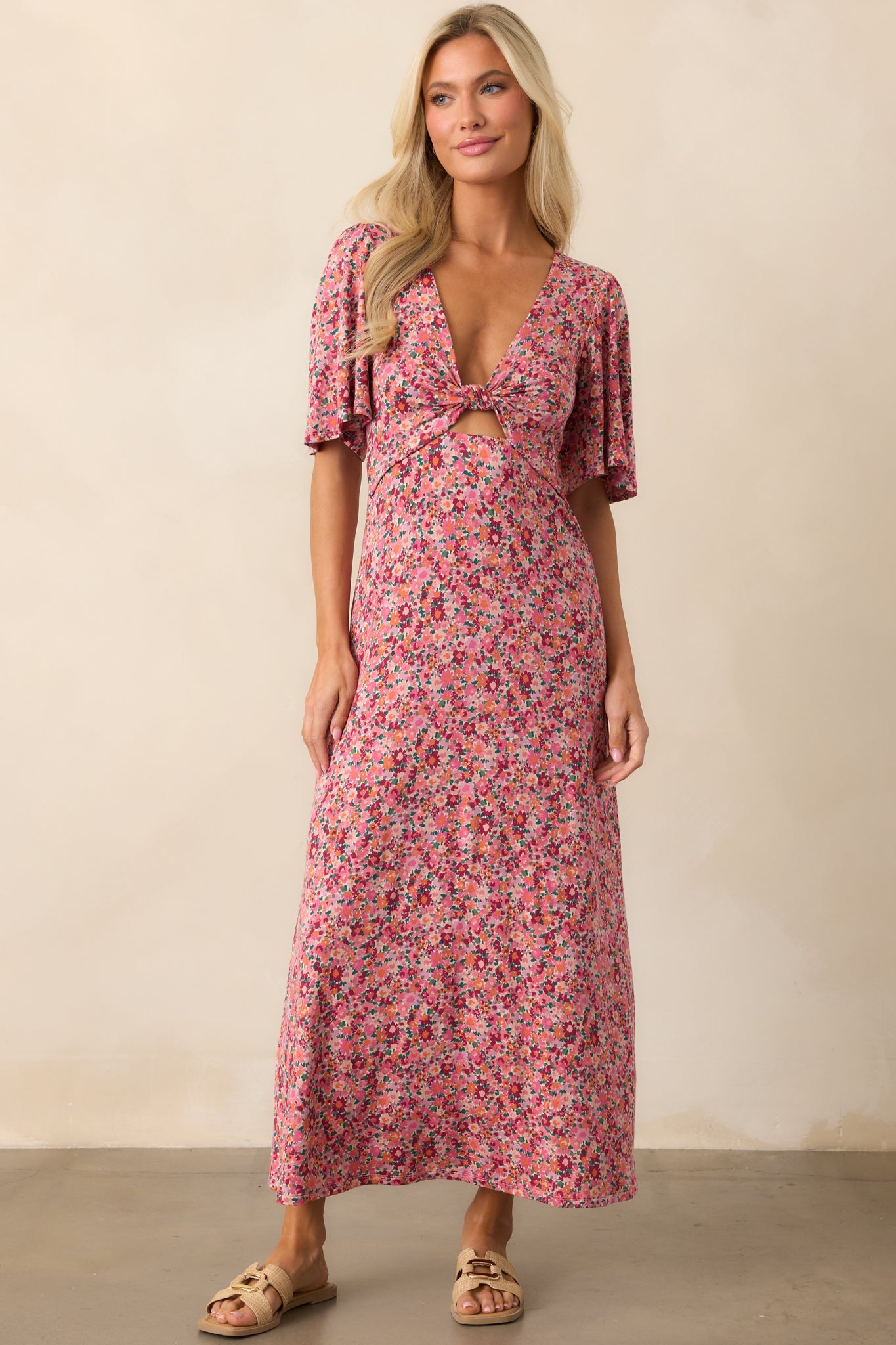 Z Supply Mavis Dulce Rose Mauve Floral Midi Dress