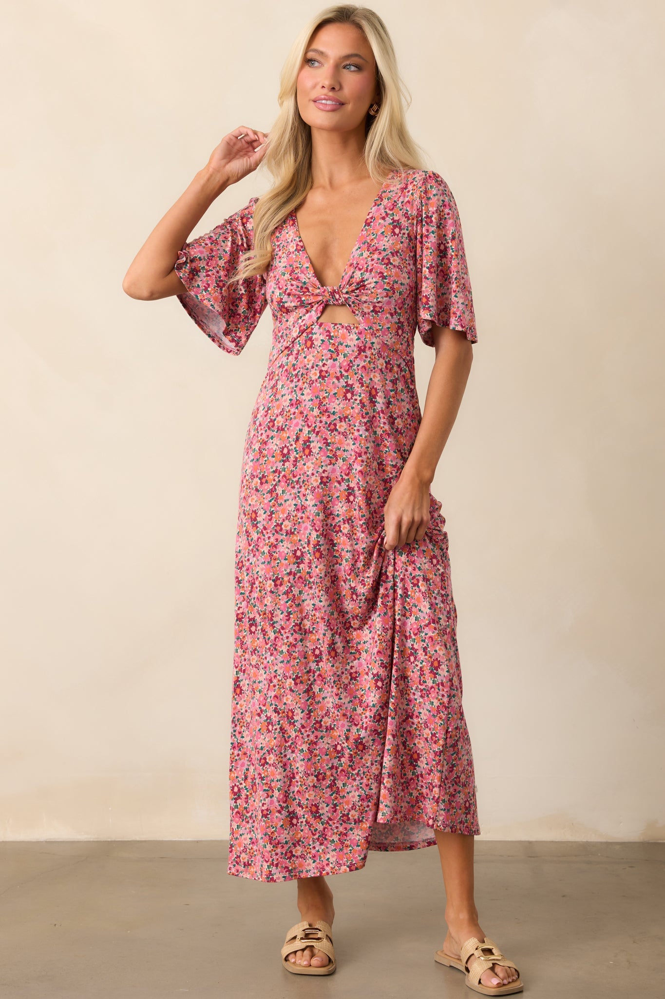 Z Supply Mavis Dulce Rose Mauve Floral Midi Dress