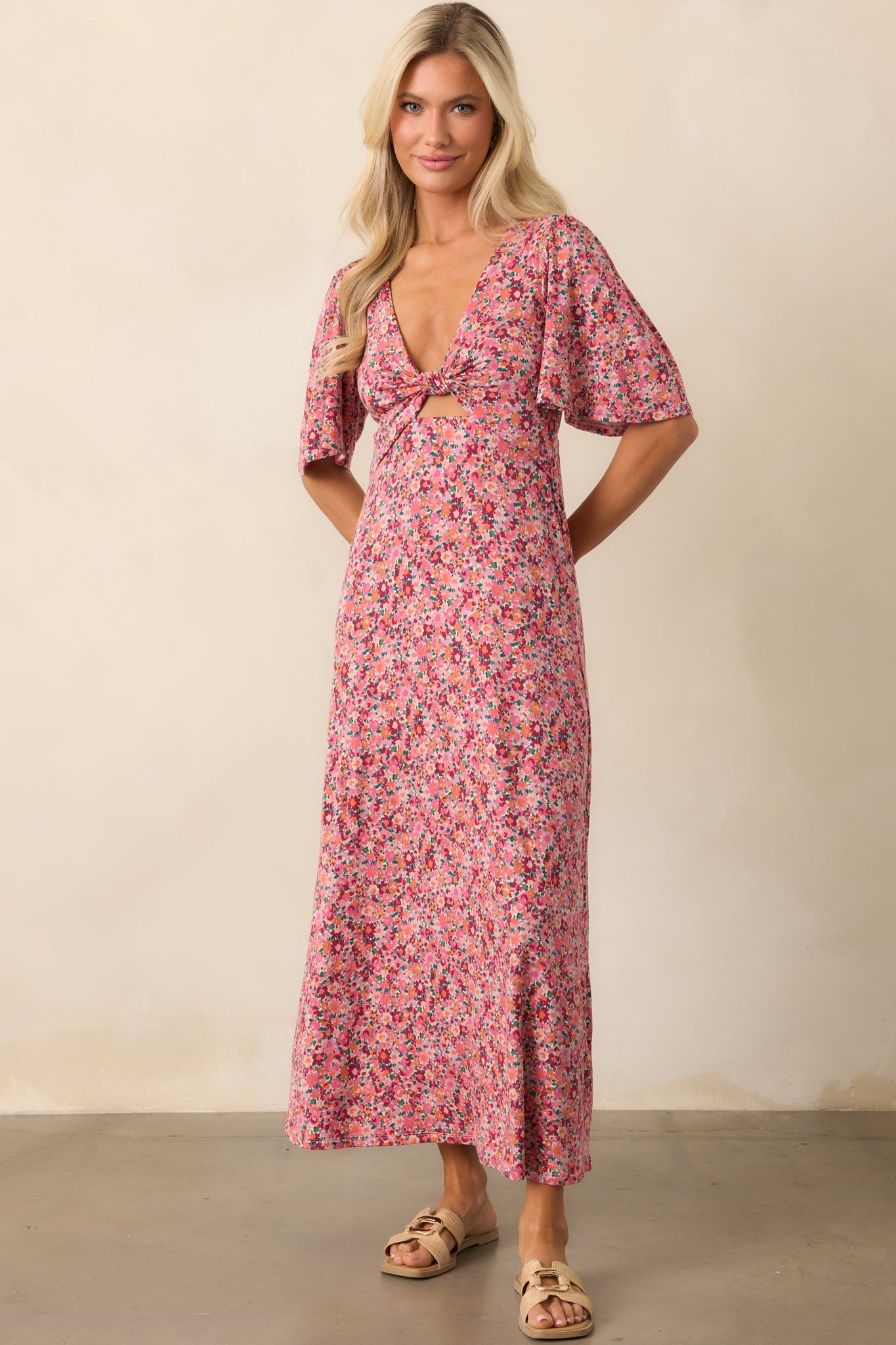 Z Supply Mavis Dulce Rose Mauve Floral Midi Dress