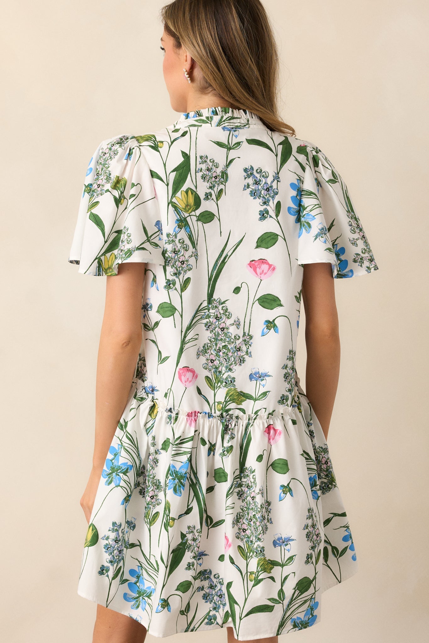 Everything In Bloom Ivory Multi Floral Cotton Mini Dress