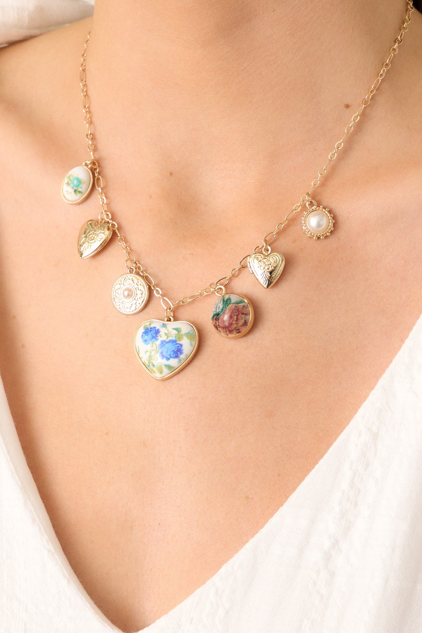 Debutante Of The Season Gold Multi Charm Necklace