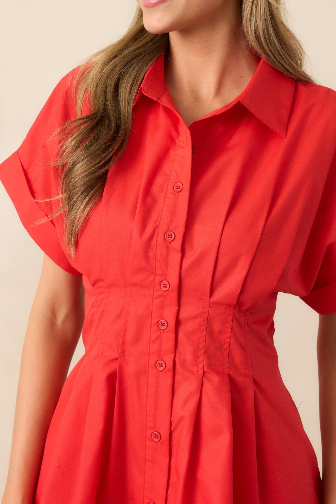 Drive-In Movie Red Mini Shirt Dress