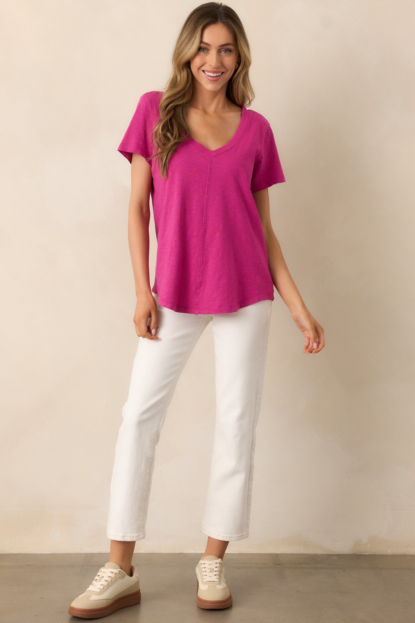 Z Supply Magenta Asher V-Neck Tee