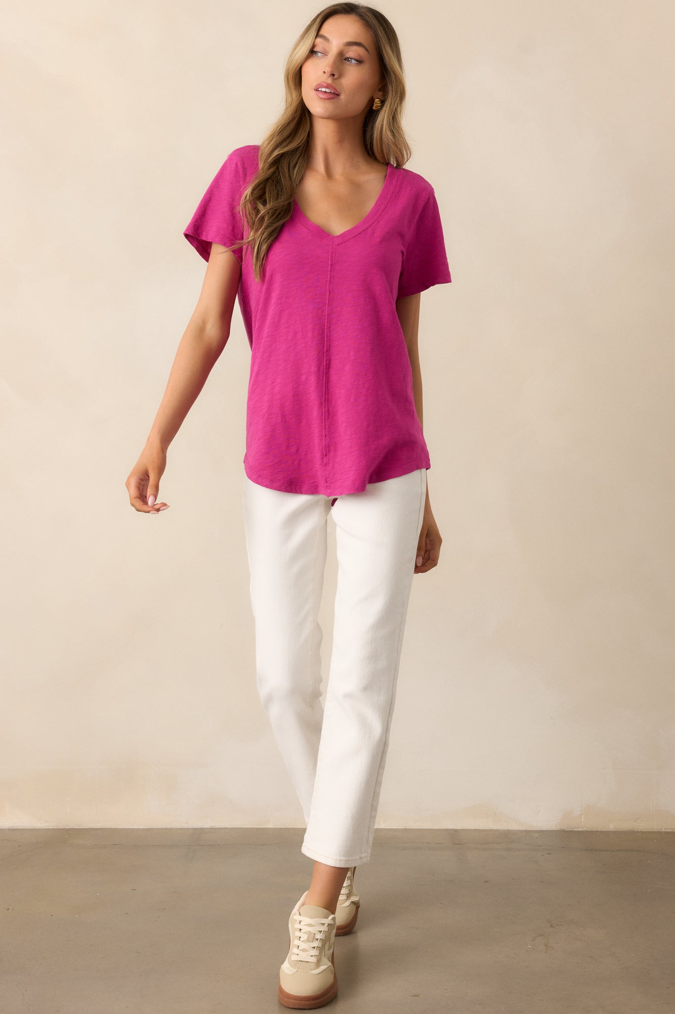 Z Supply Magenta Asher V-Neck Tee
