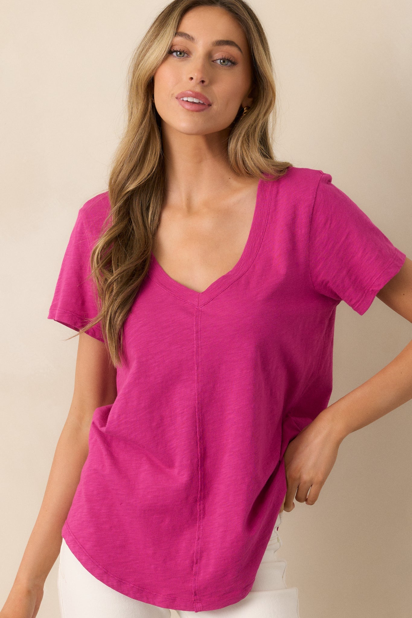 Z Supply Magenta Asher V-Neck Tee