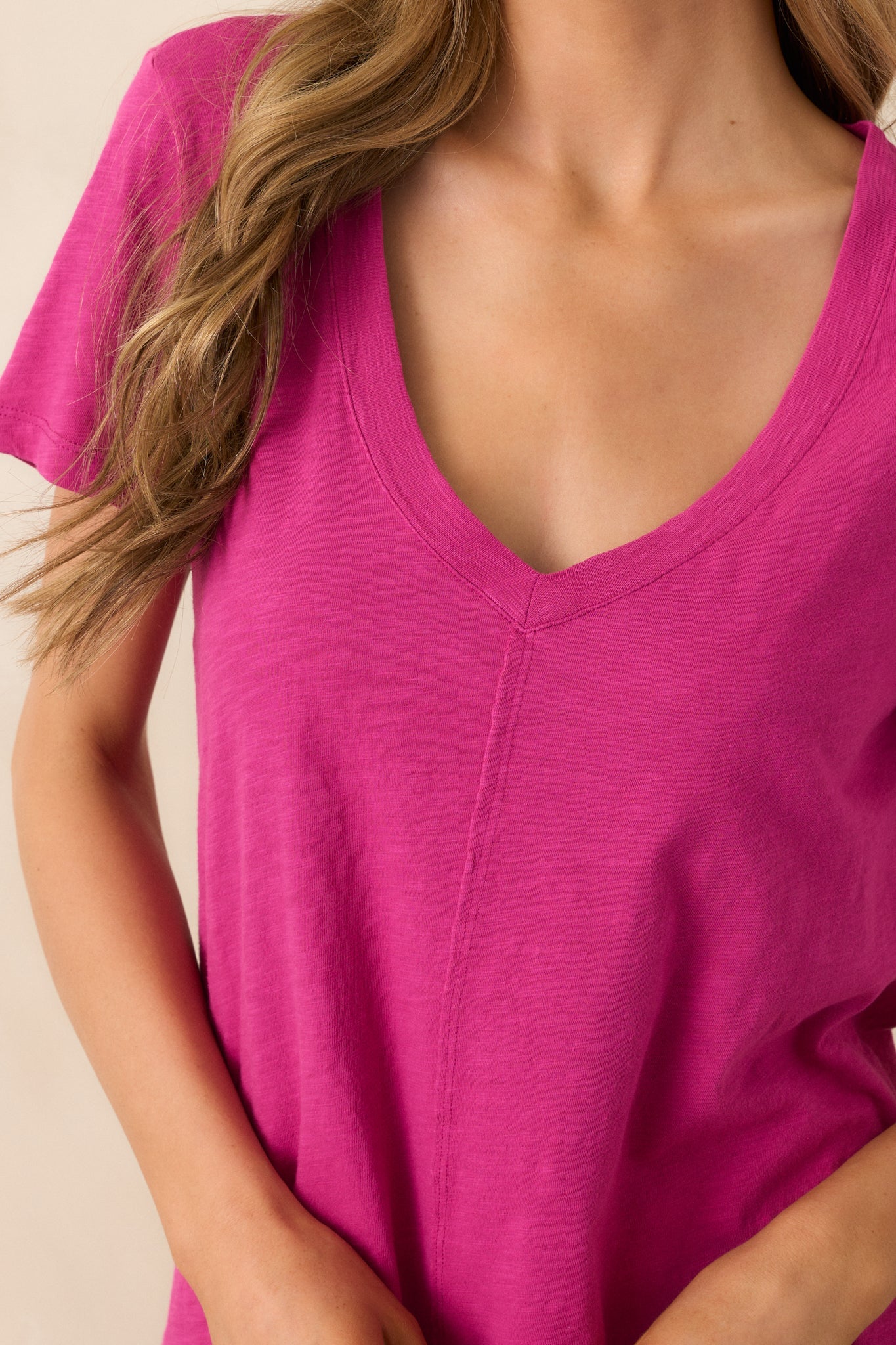Z Supply Magenta Asher V-Neck Tee