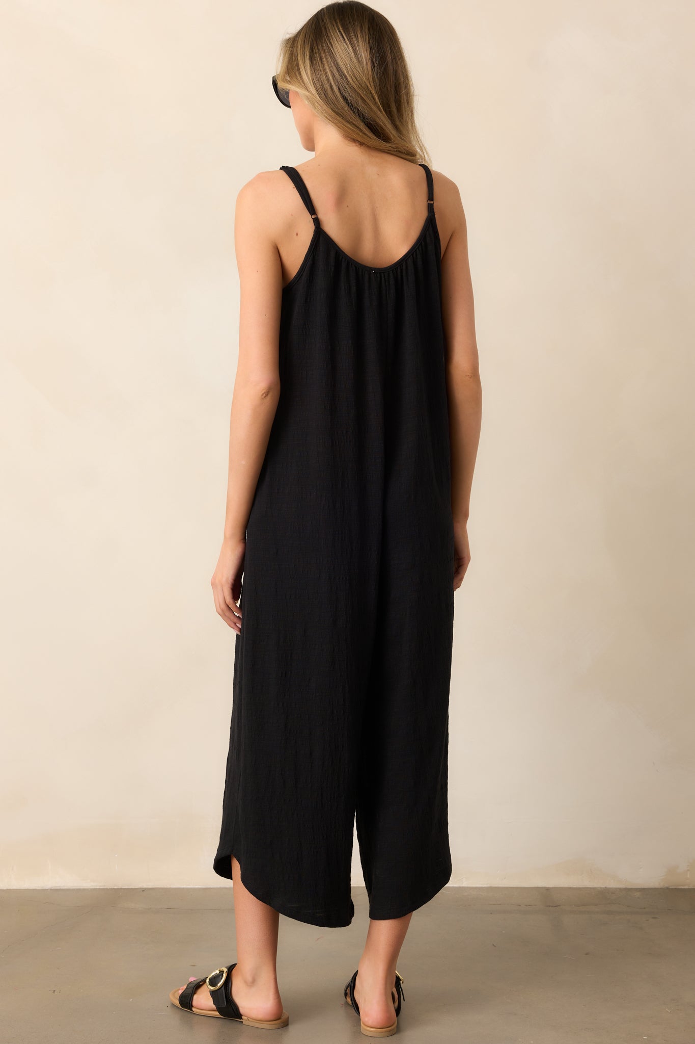 Z Supply Black Textured Flared Jumpsuit