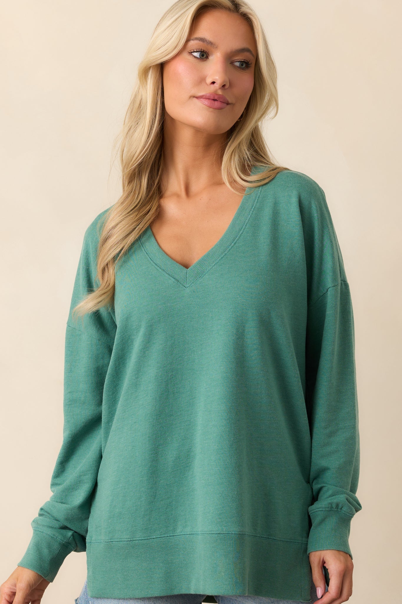 Z Supply Botanical Green Modern V-Neck Weekender