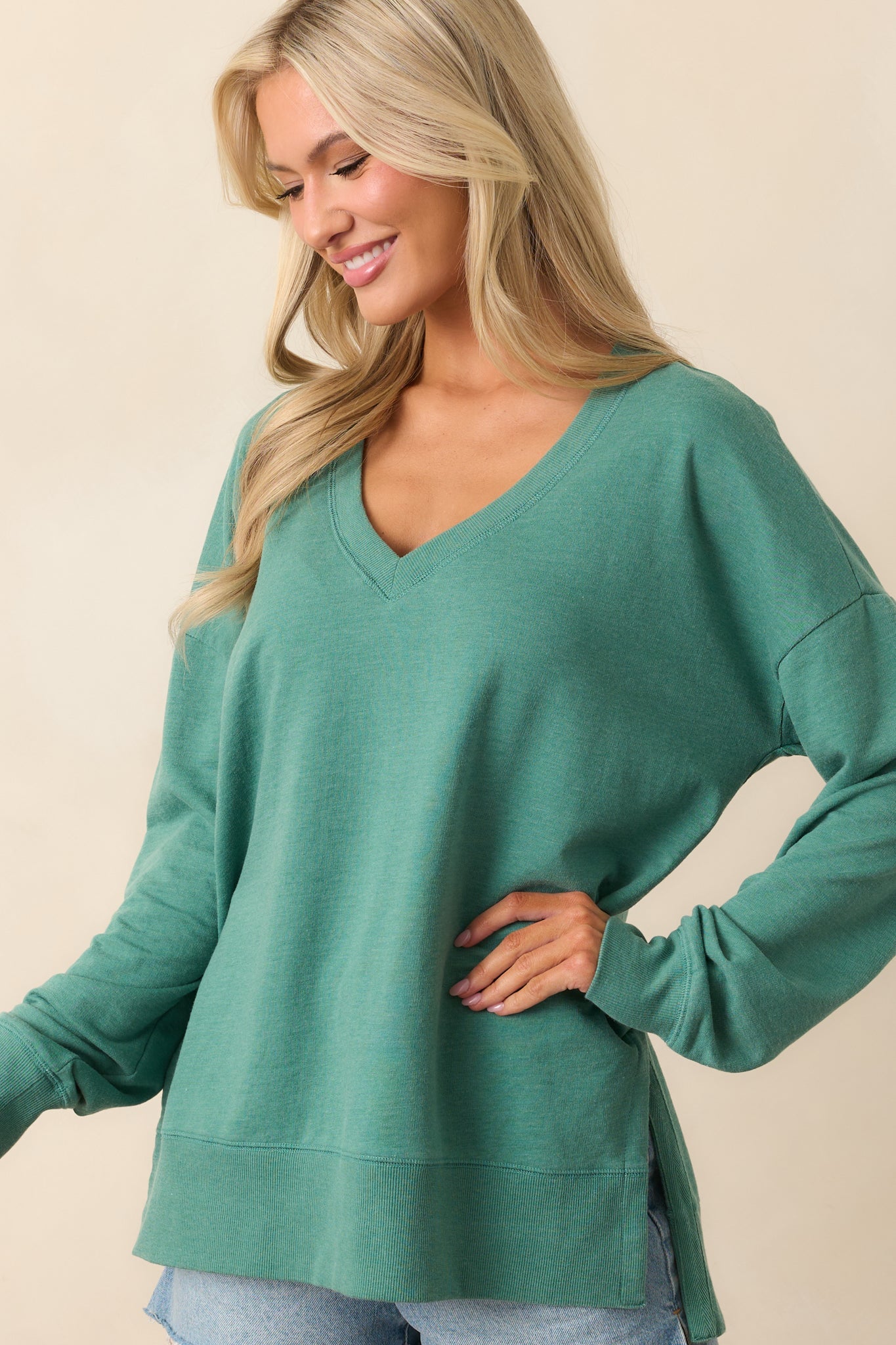 Z Supply Botanical Green Modern V-Neck Weekender