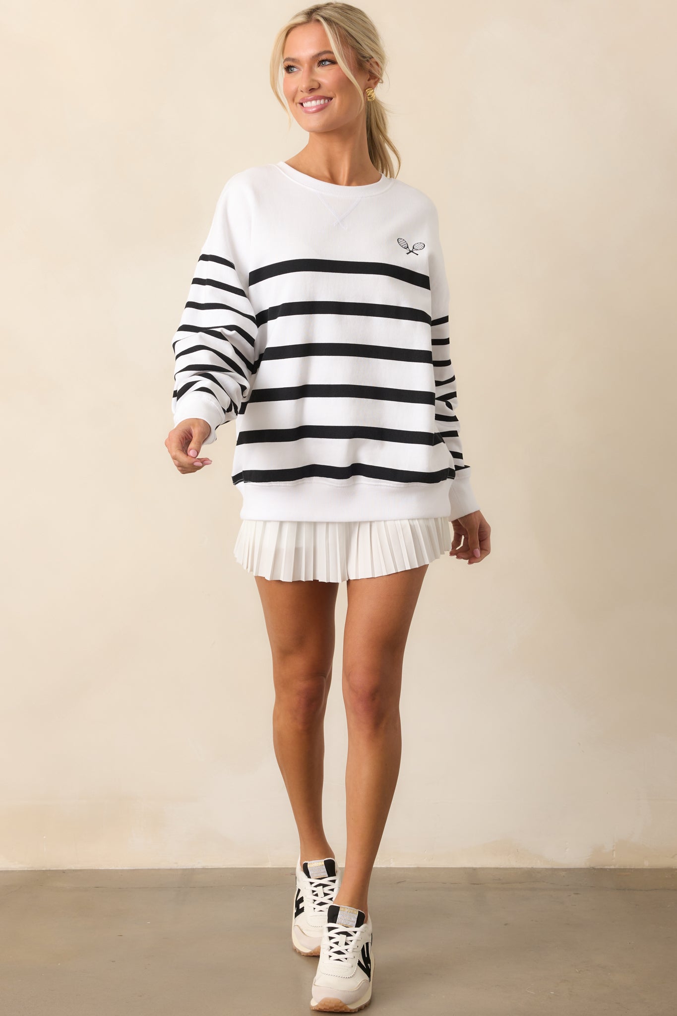 Z Supply White Stripe Palisades Sweatshirt