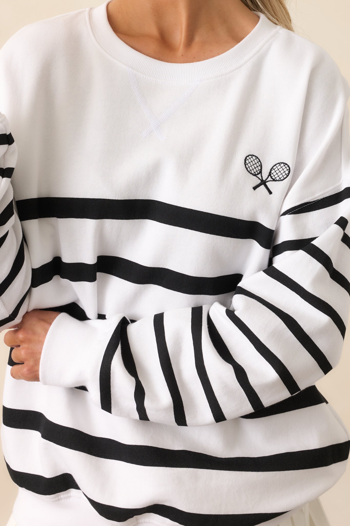 Z Supply White Stripe Palisades Sweatshirt
