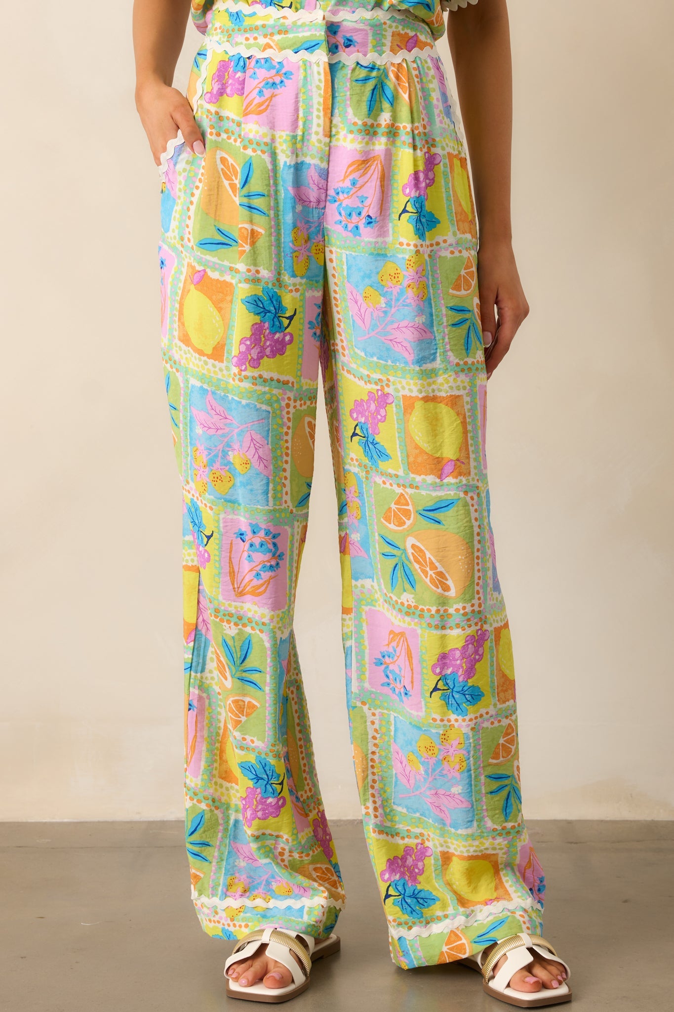 Fruitful Fun Green Tropical Print Pants