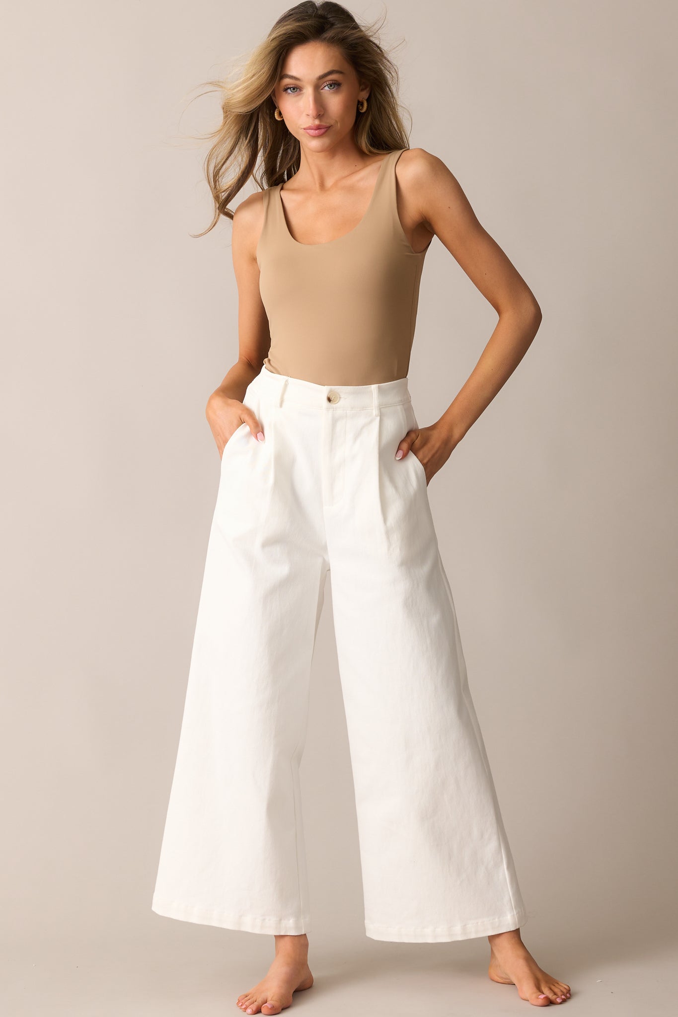 Call It Fate Ivory Wide Leg Cropped Jeans