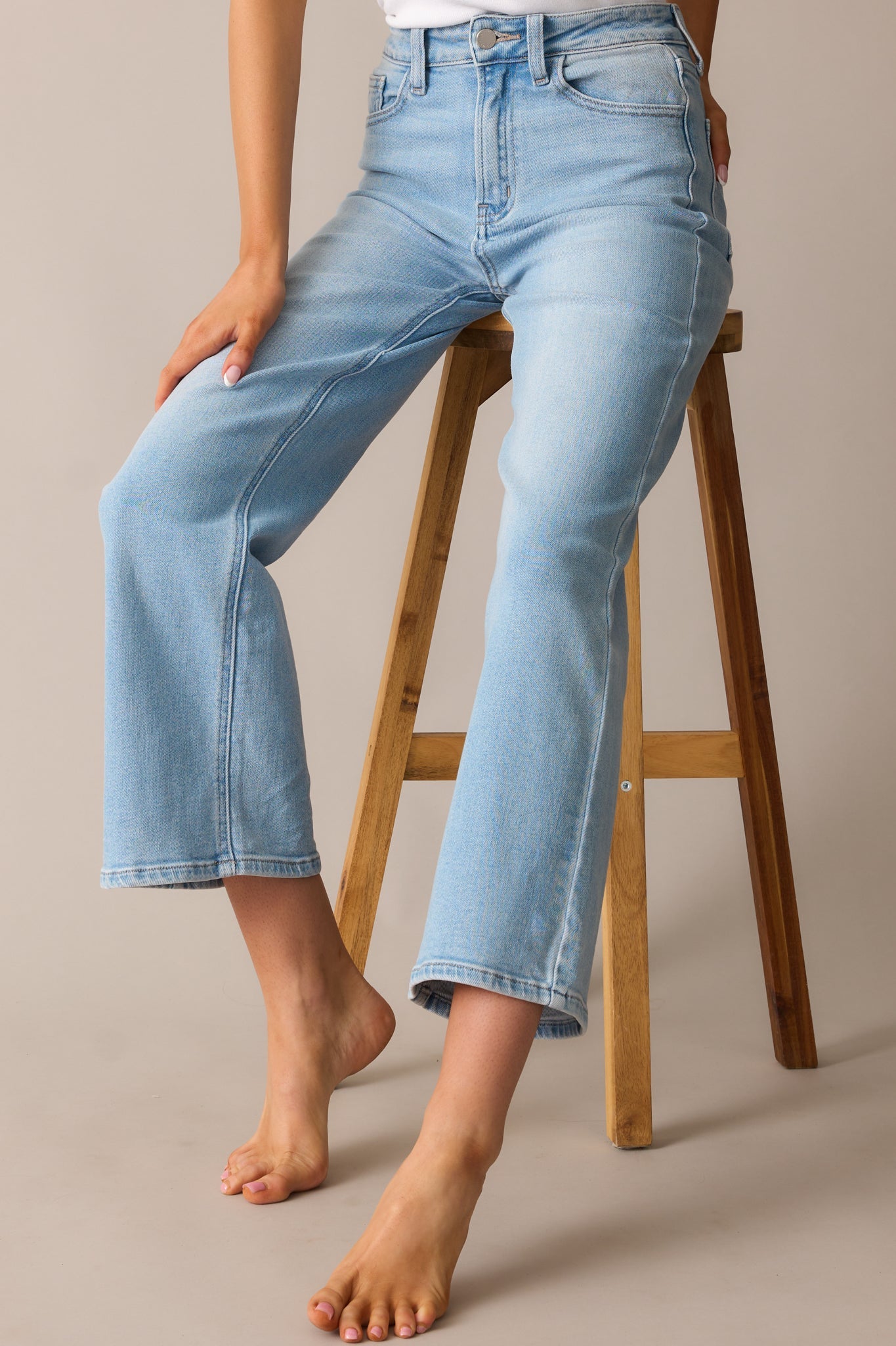 Into The Clouds Light Wash Cropped Wide Leg Jeans
