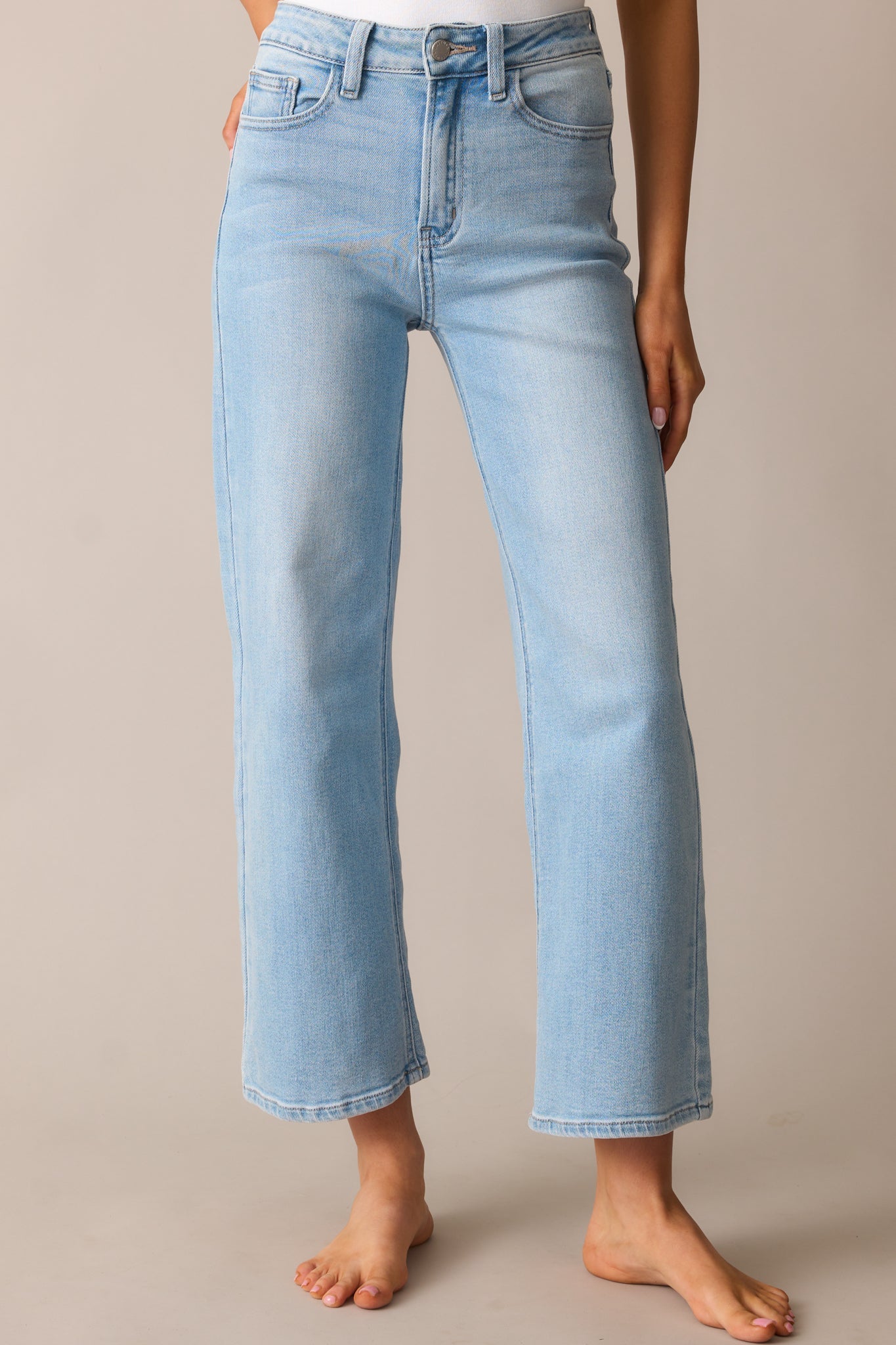 Into The Clouds Light Wash Cropped Wide Leg Jeans