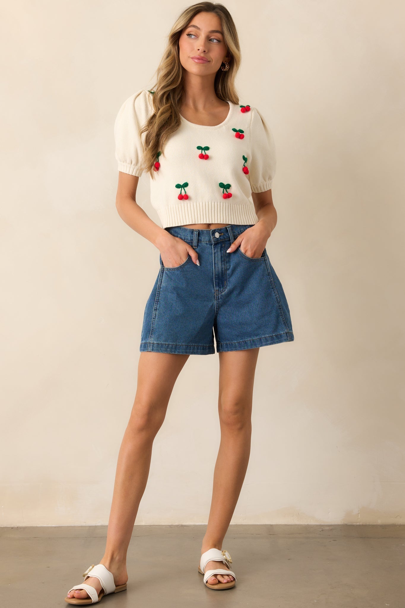 Doing It My Way Dark Wash Cotton High Waisted Denim Shorts