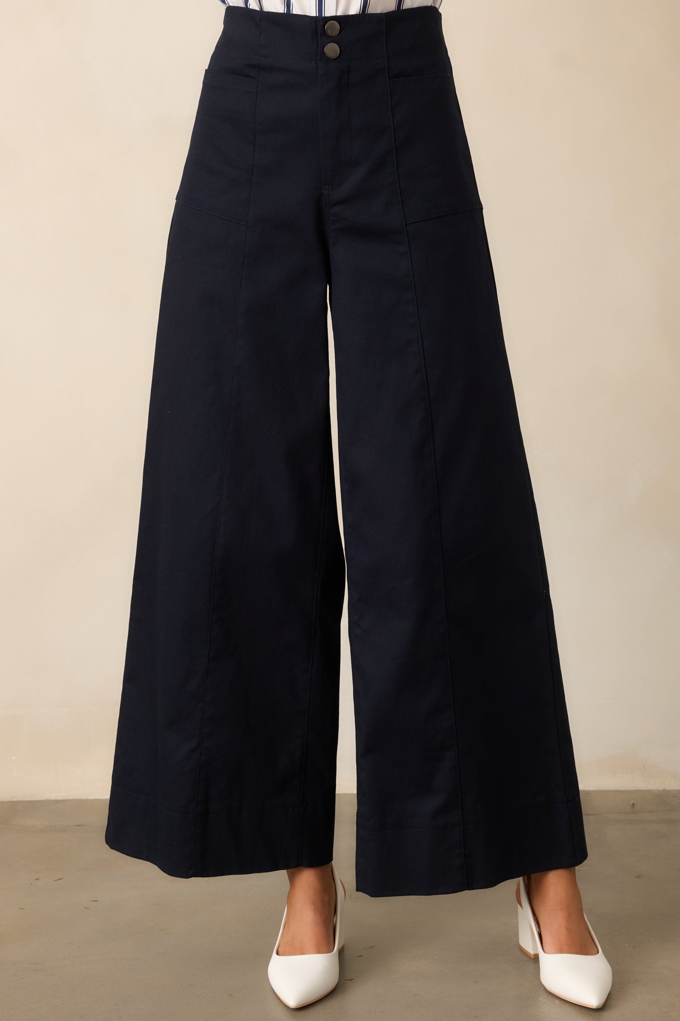 Daylight Glimmer Navy Wide Leg Pants