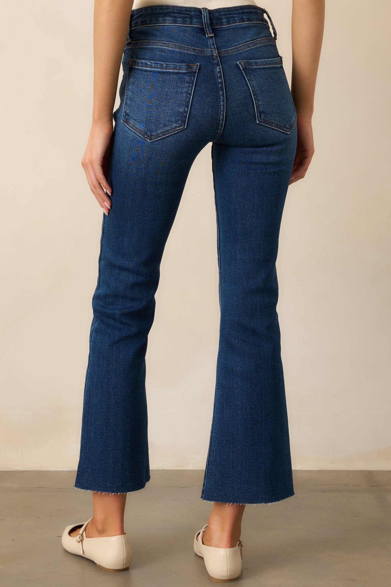 Back And Forth Dark Wash Cropped Flare Jeans
