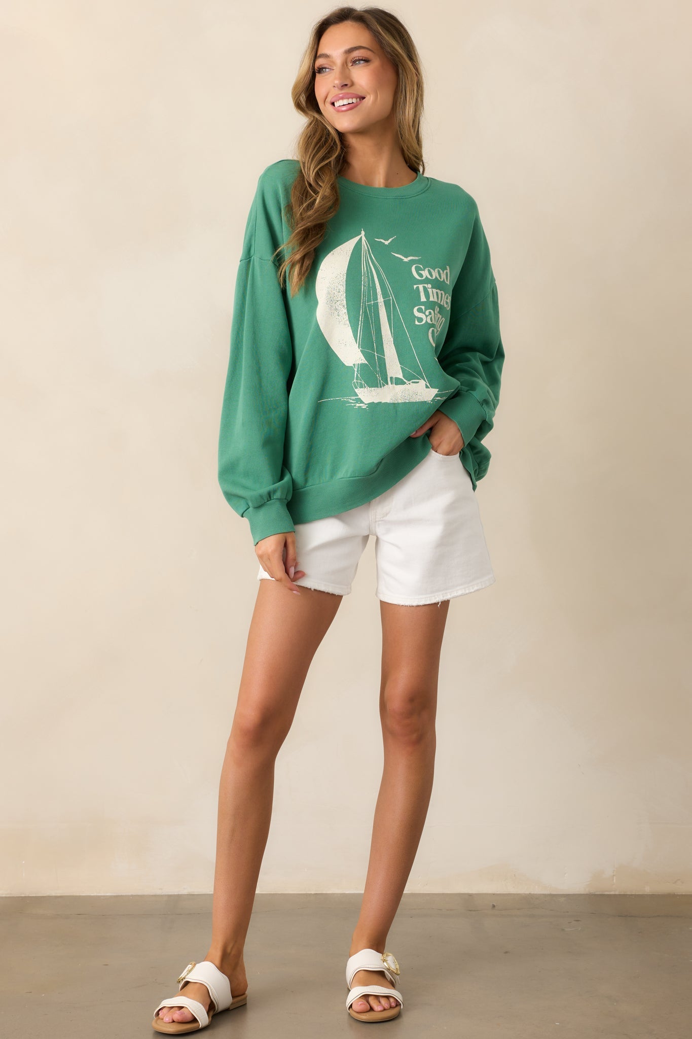 Z Supply Sail Away Sunday Green Sweatshirt