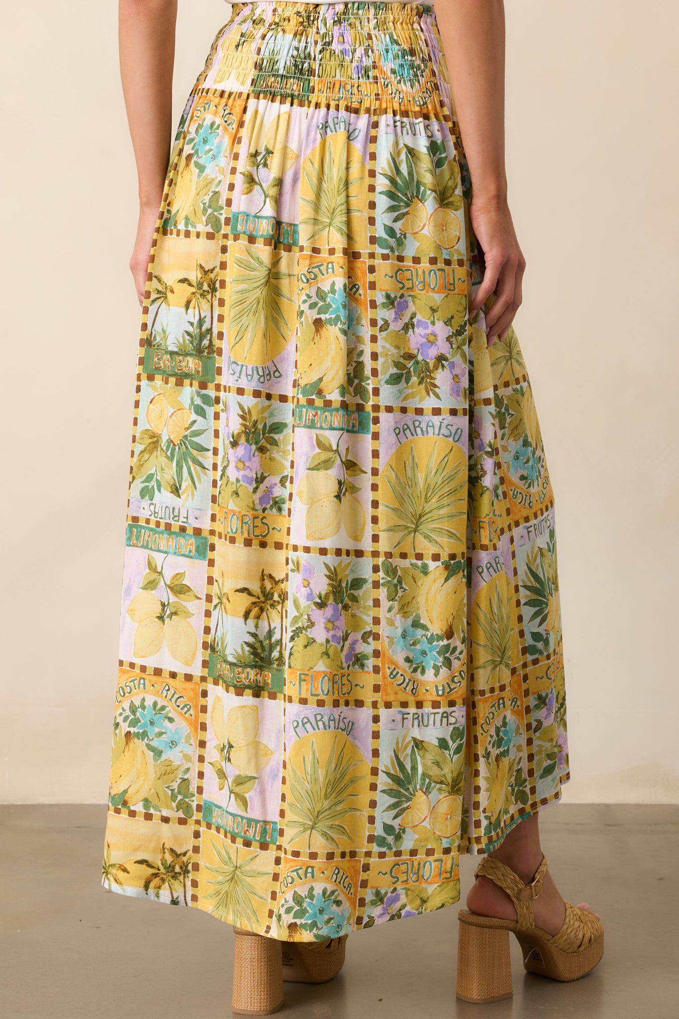 Stopping Time Green Tropical Print Maxi Skirt