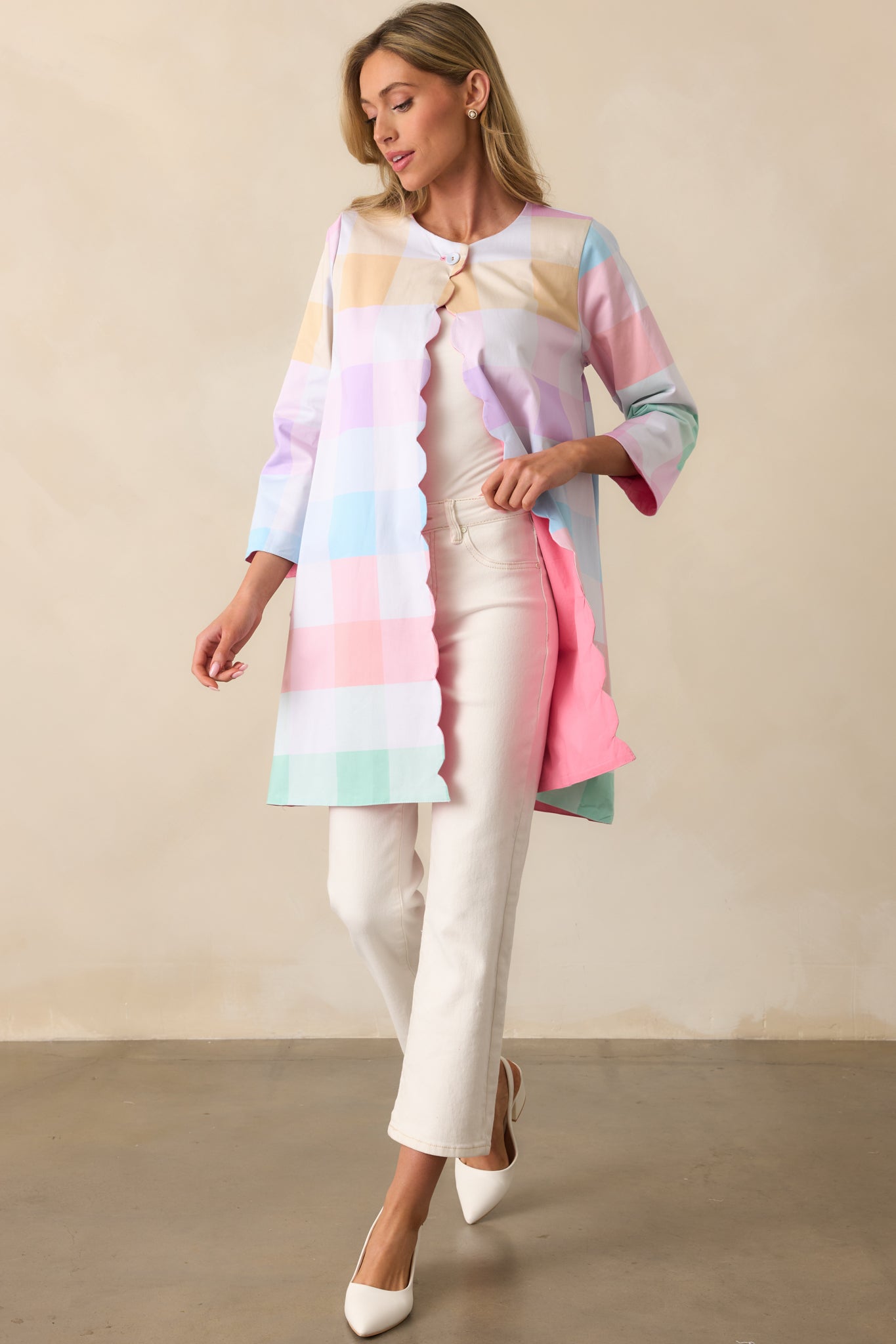 Easton Easter Soiree Plaid Scalloped Reversible Cotton Jacket