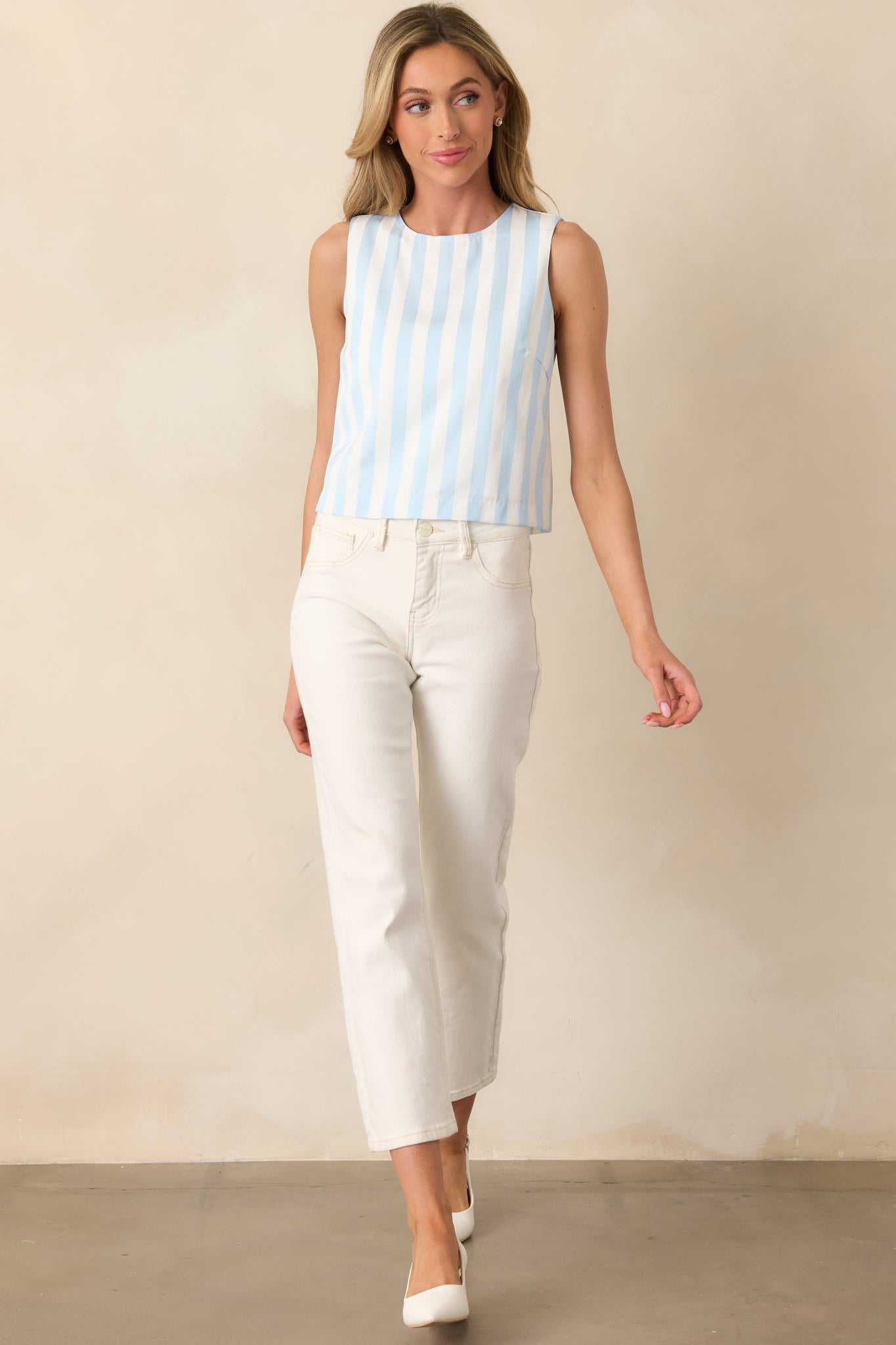 Whitby Bonnet Blue Stripe Tank Top