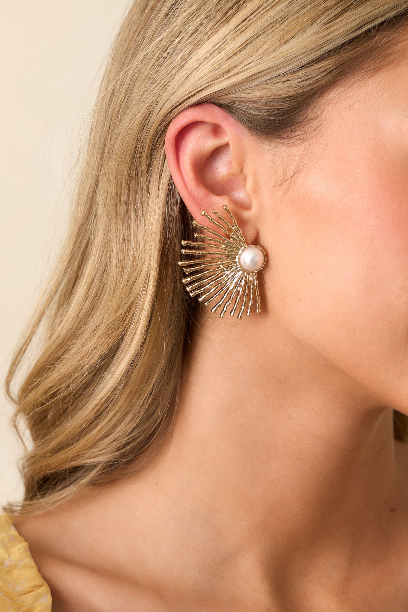 World Of A Difference Gold Textured Statement Earrings