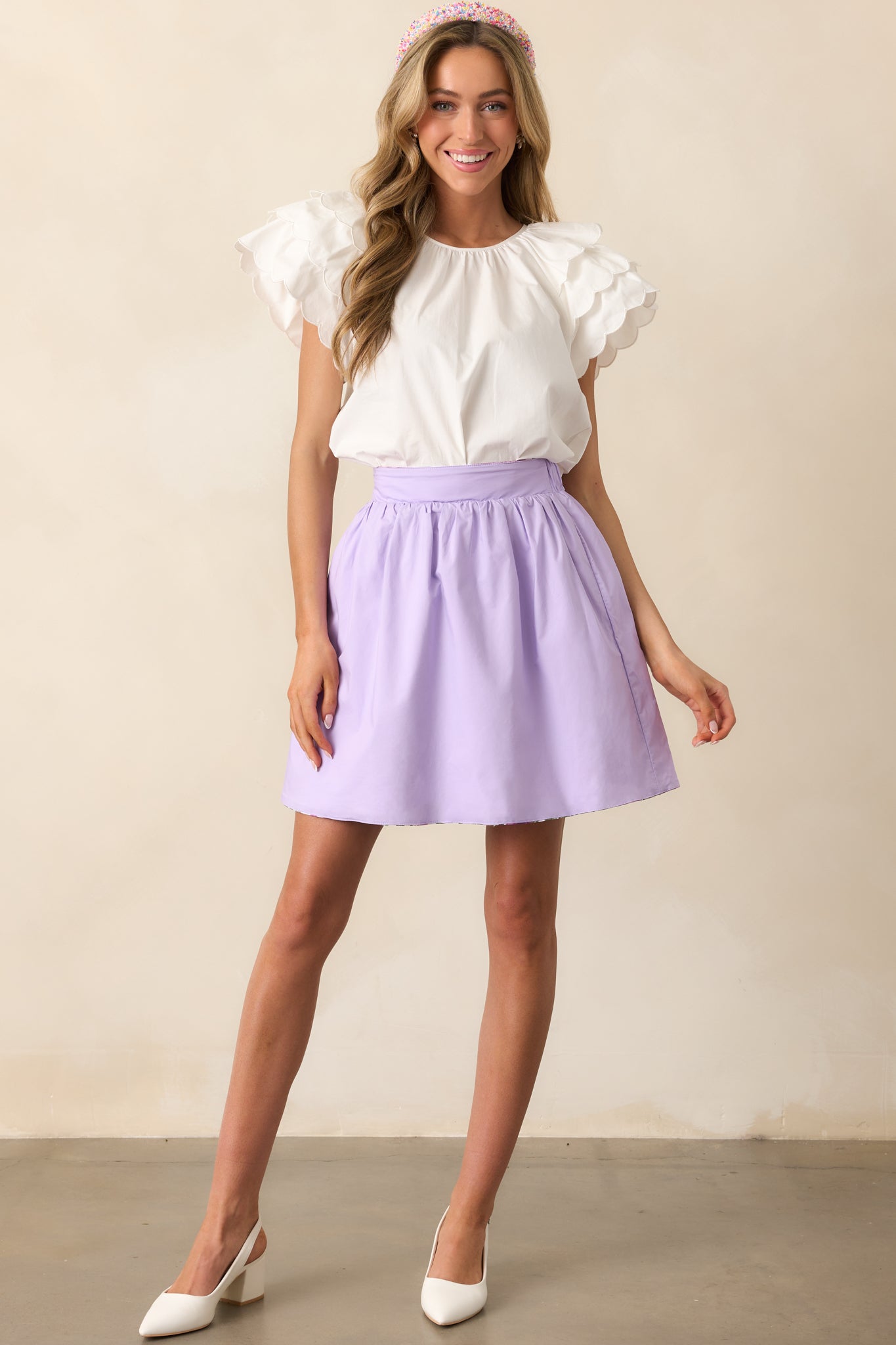 Adrian Violet Blooms Lilac Floral Cotton Reversible Skirt