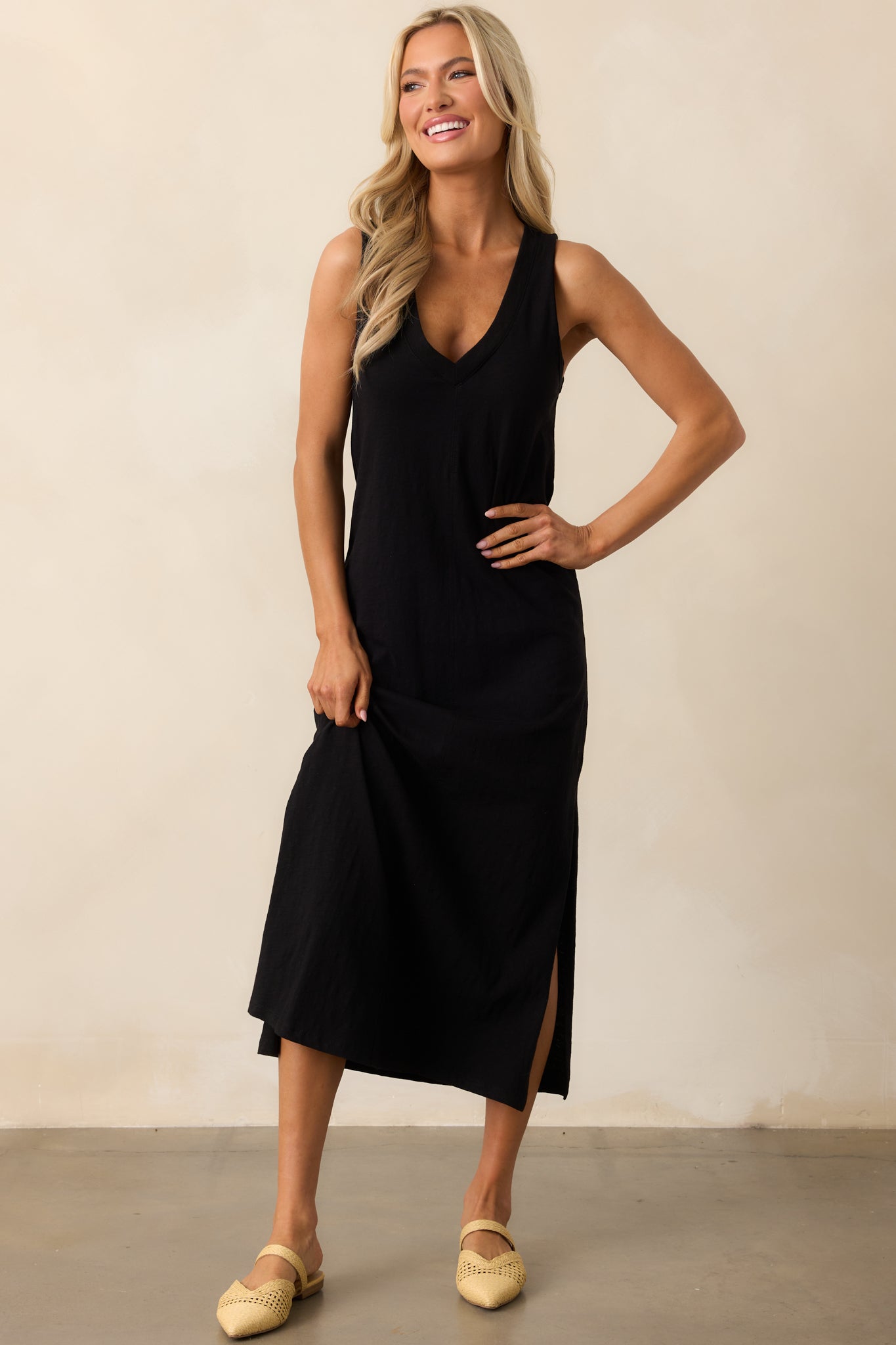 Z Supply Black Palisades Midi Dress