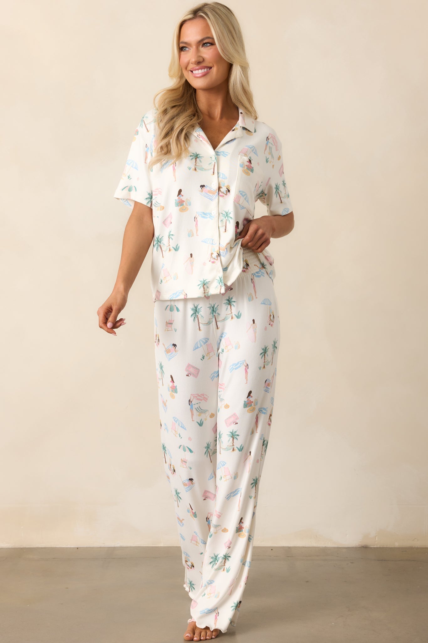 Z Supply Ivory Bone Dawn Beach Days Pant