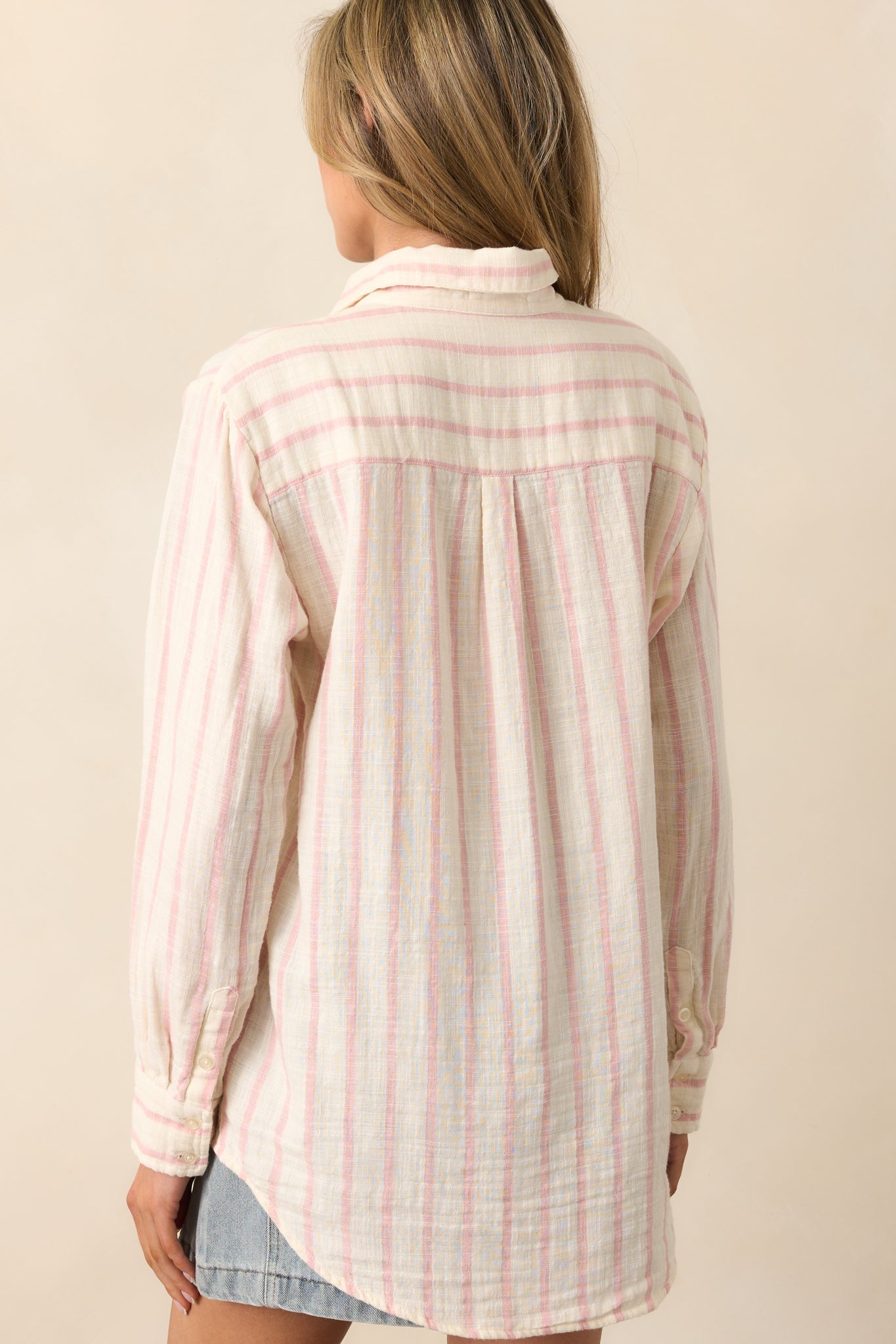 Z Supply Ivory Cotton Saturdays Stripe Gauze Shirt