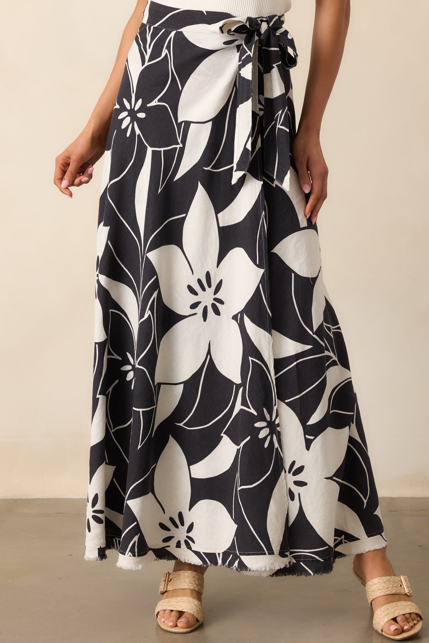Z Supply Black Floral Salerno Madero Wrap Skirt