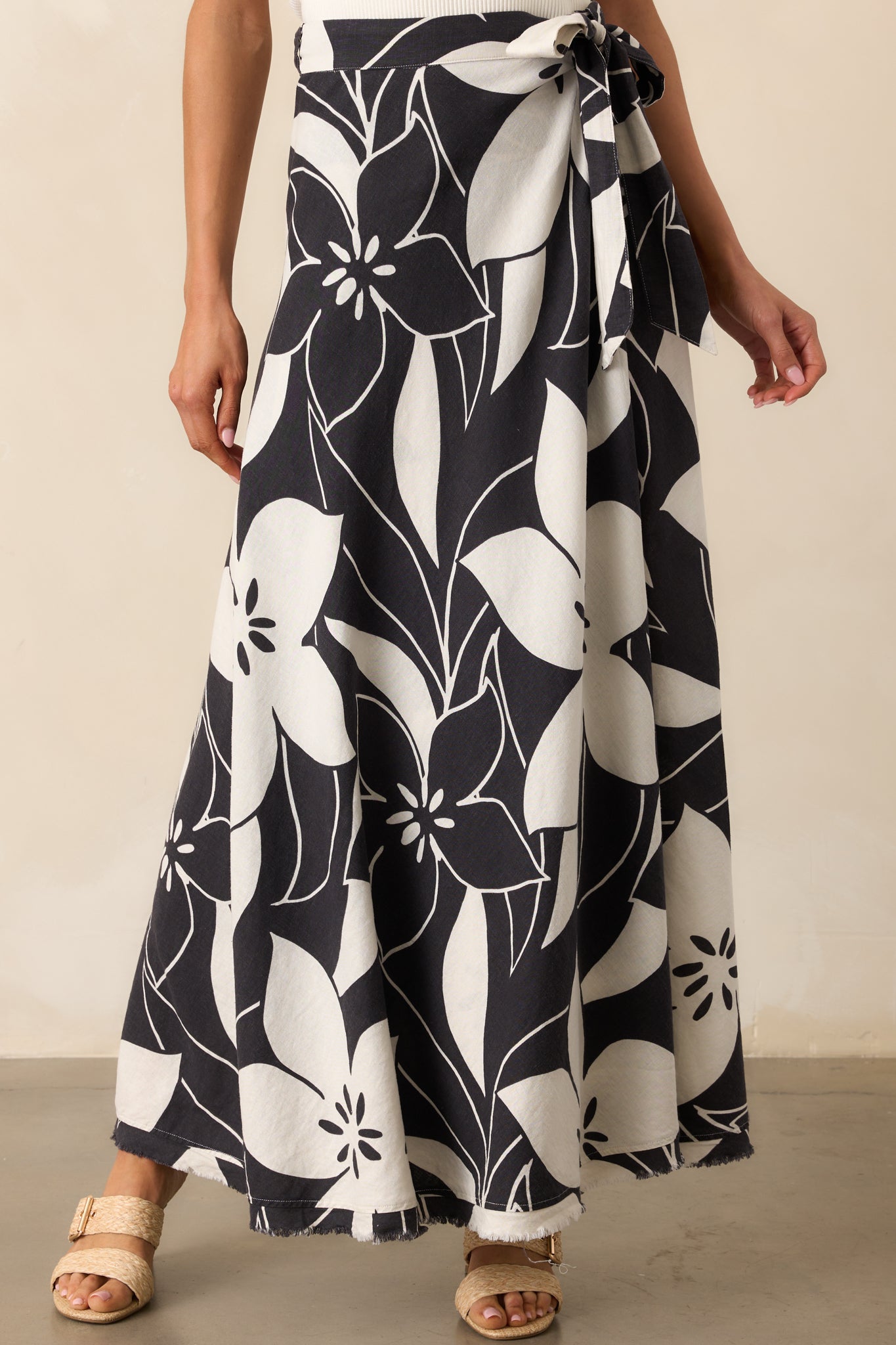 Z Supply Black Floral Salerno Madero Wrap Skirt