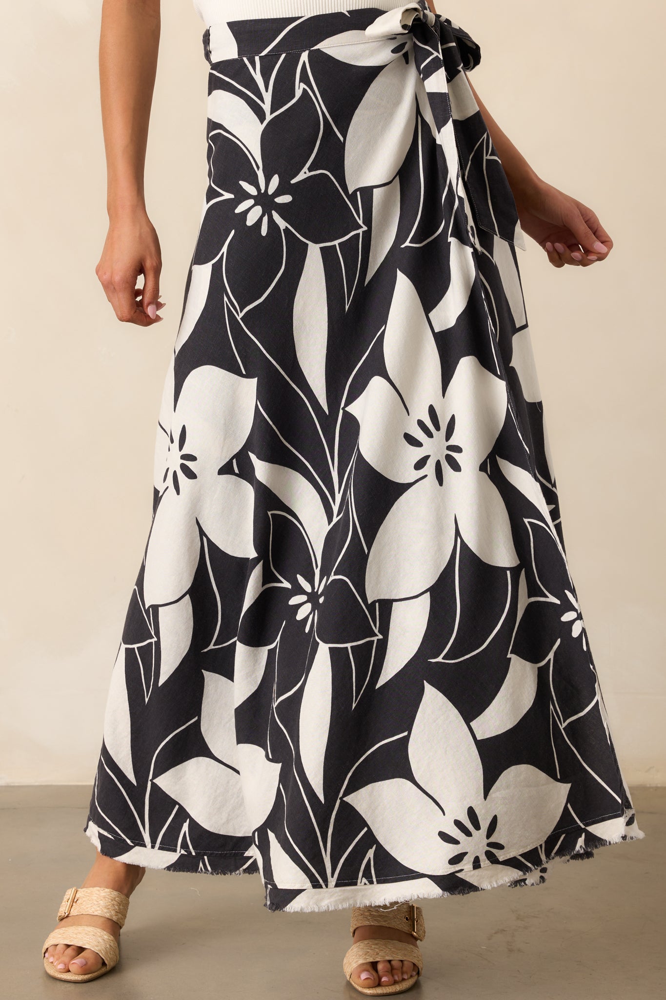 Z Supply Black Floral Salerno Madero Wrap Skirt