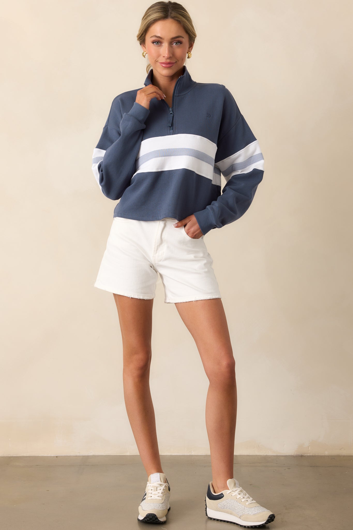 Z Supply Worn Blue All Day Rugby Sweatshirt