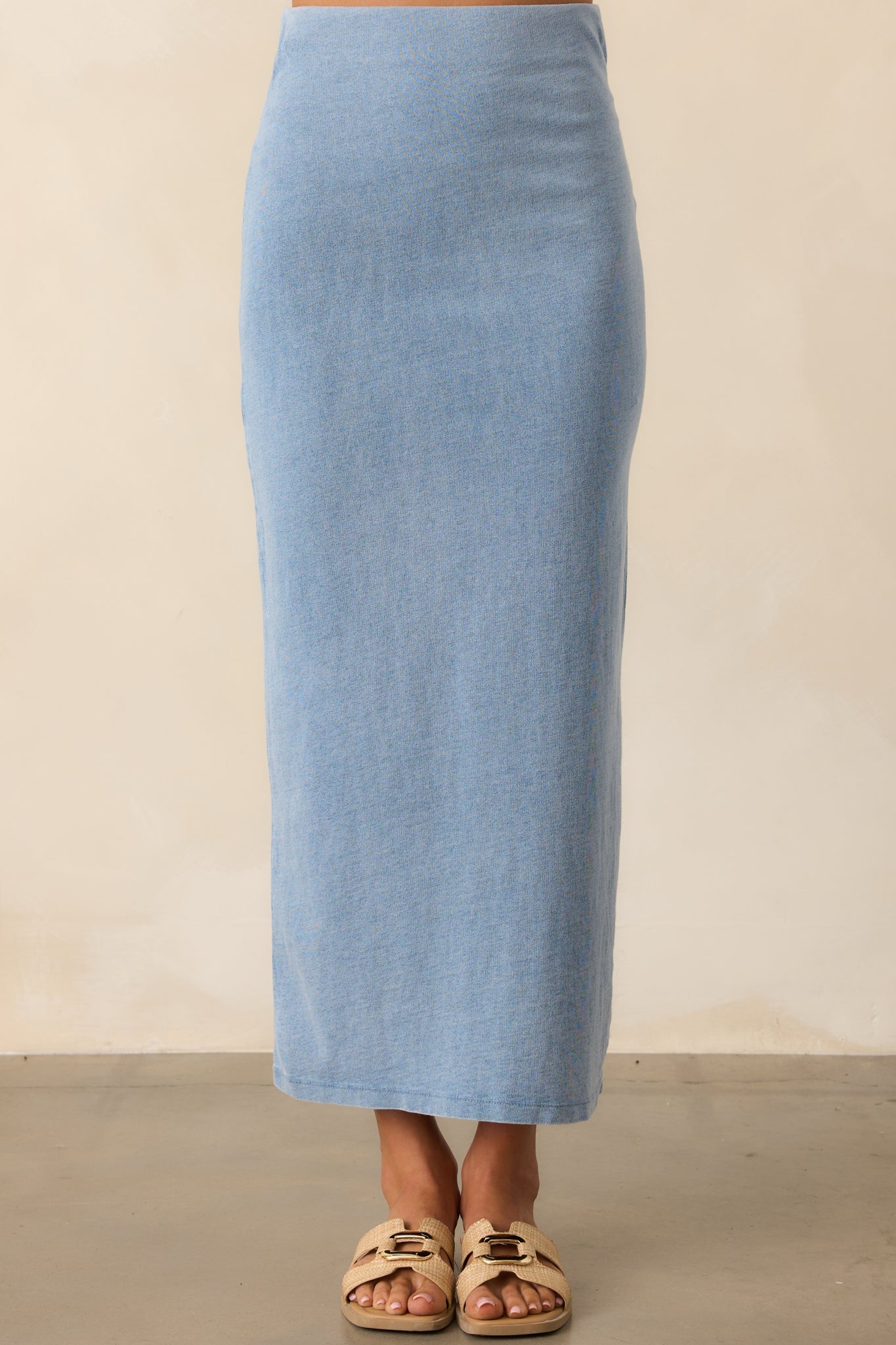 Z Supply Medium Indigo Gail Jersey Denim Midi Skirt