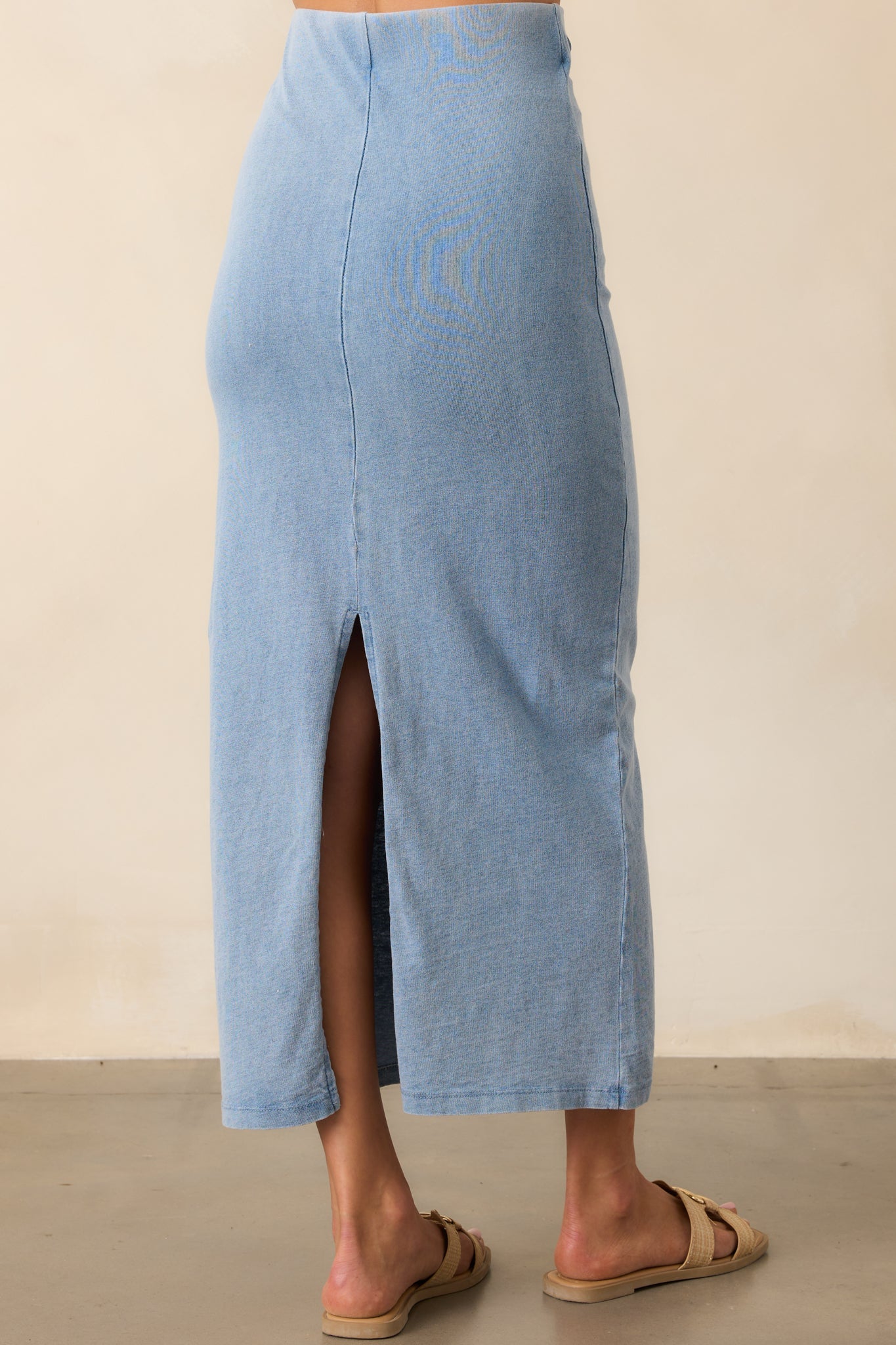Z Supply Medium Indigo Gail Jersey Denim Midi Skirt