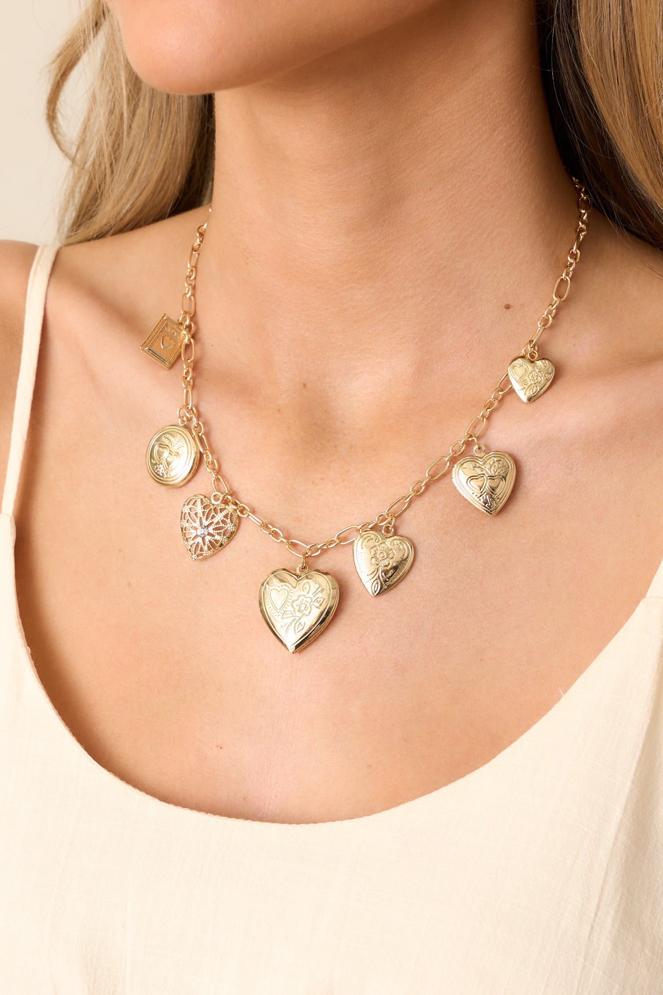 Find Your Happy Place Gold Locket Charm Necklace