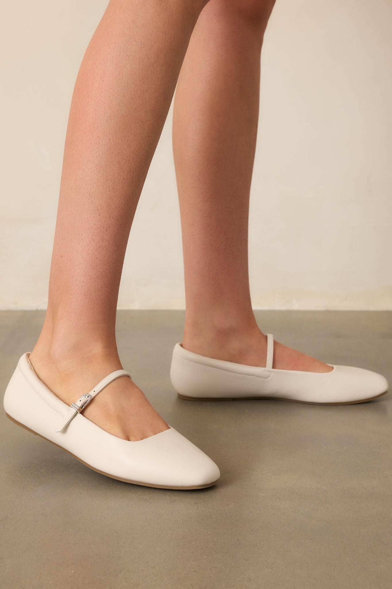 You Know The Way Ivory Faux Leather Mary Jane Flats