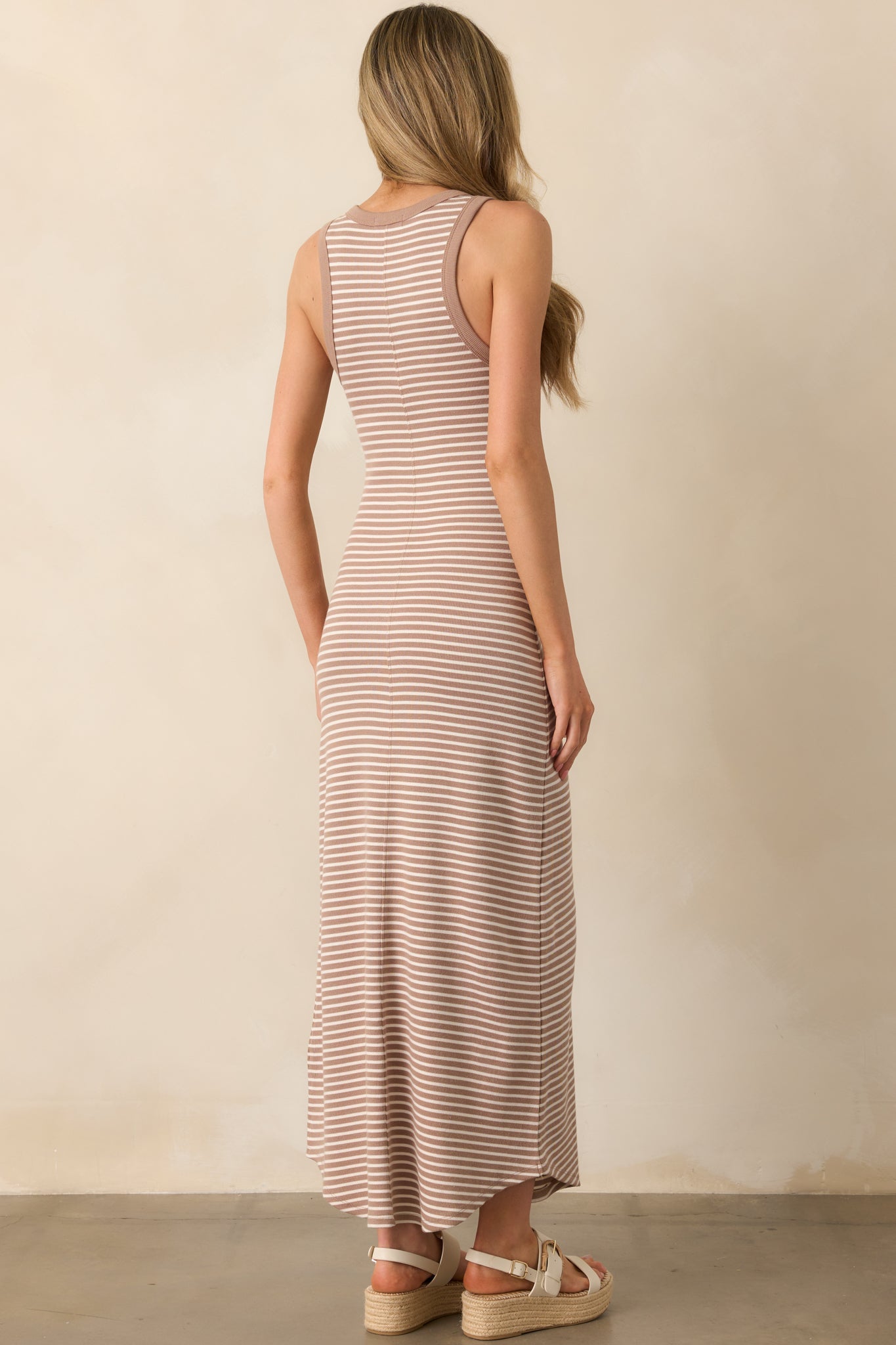 Z Supply Tan Iced Coffee Goodwin Stripe Midi Dress